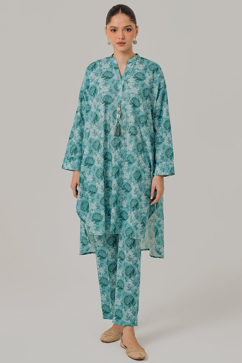Elegant Mint Blue 2-Piece Khaddar Printed Suit Set for Women | Traditional Pakistani Ethnic Wear | Perfect for Weddings, Parties & Festive Occasions