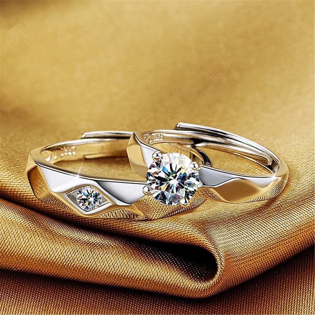 Elegant Crystal Heart Adjustable Ring for Women & Men - Silver Plated Couple Ring - Valentine's Day Gift for Wife, Girlfriend, Boyfriend - Perfect for Anniversaries, Engagements, and Romantic Occasions