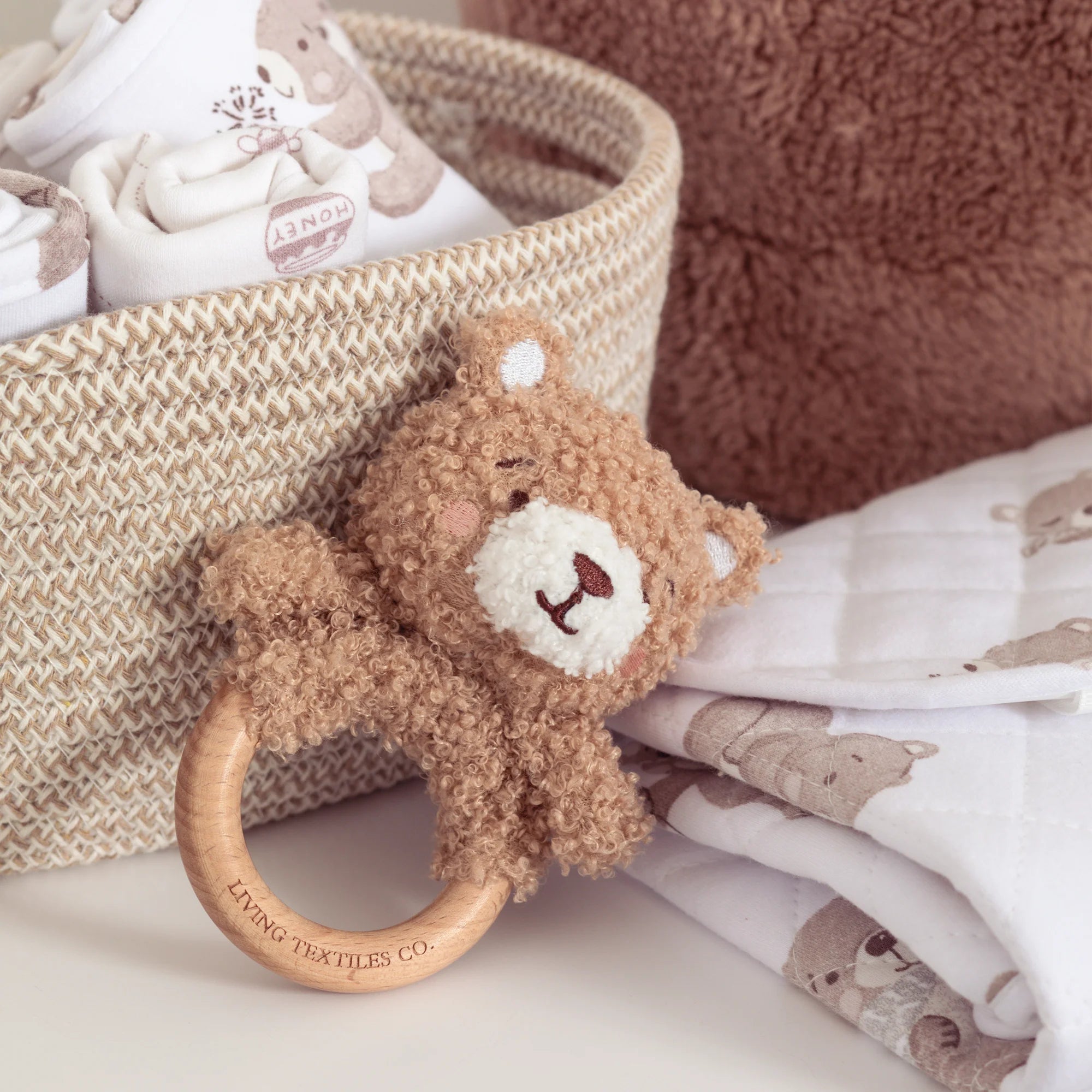 Cuddly Bear Teething Ring & Pacifier Clip Set - Soothing Relief for Babies - Perfect for On-the-Go, Travel, and Everyday Use