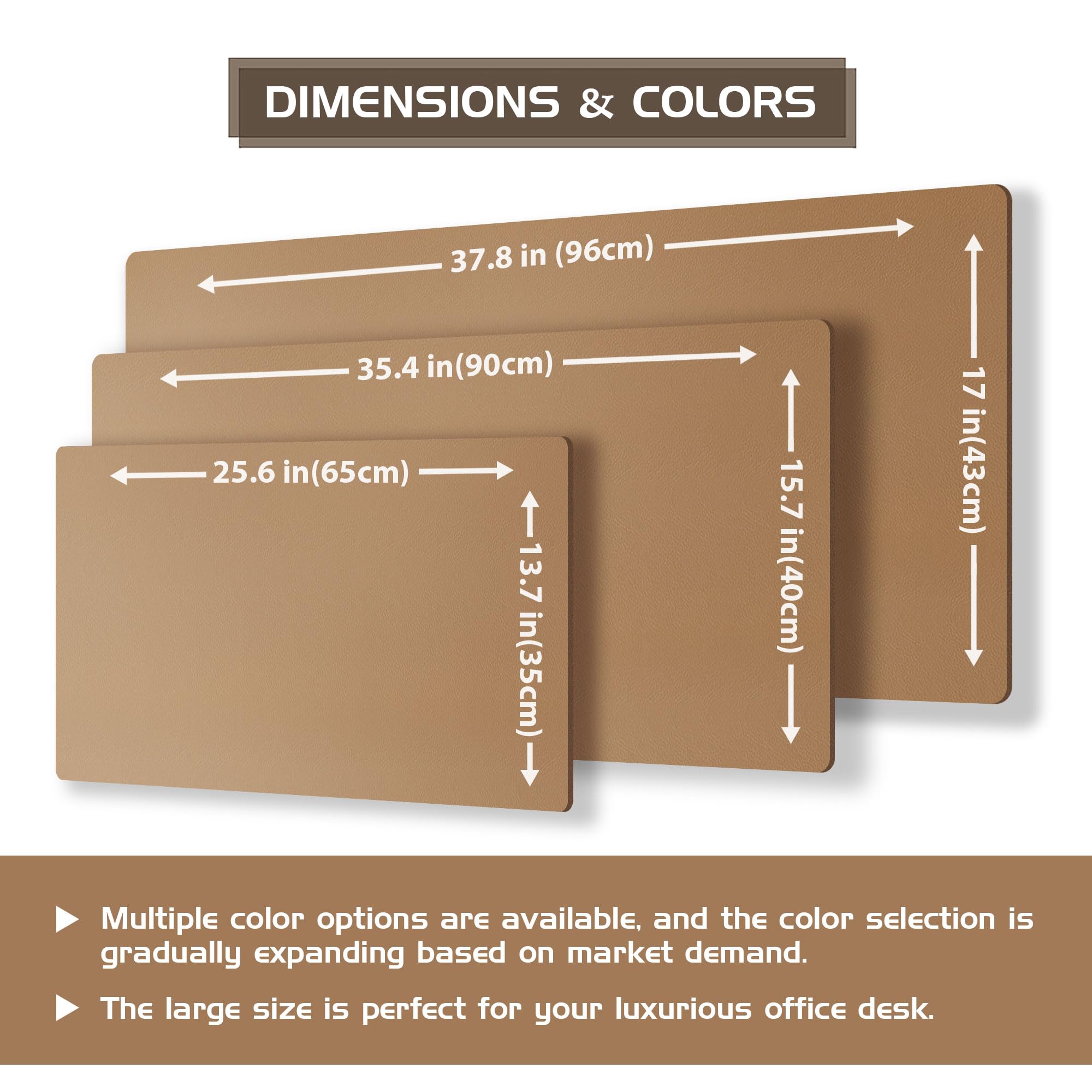 Aothia Dual-Sided Leather Desk Mat with Natural Cork Base - Large Waterproof Mouse Pad & Writing Surface for Office & Home (25.6