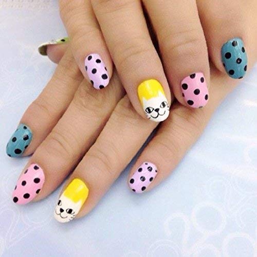 DEXO Kids Nail Art Kit - 3-Piece Set with Artificial Nails for Girls | Multicolor Press-On Nails | Perfect for Birthday Parties, Playdates & Dress-Up Fun