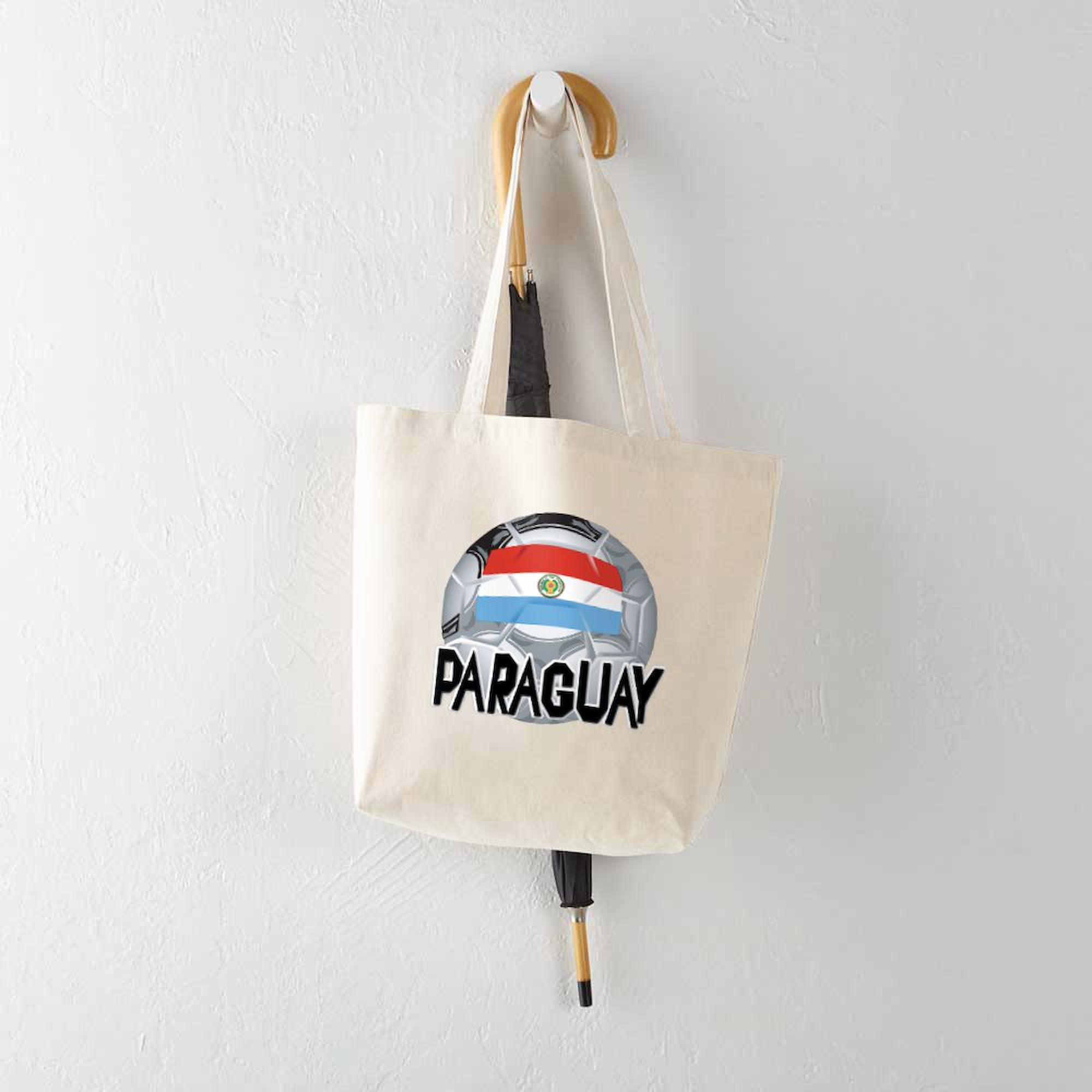 Paraguay Soccer Tote Bag - Natural Canvas Reusable Shopping Bag for Groceries, Beach & Fan Gear | Eco-Friendly & Durable