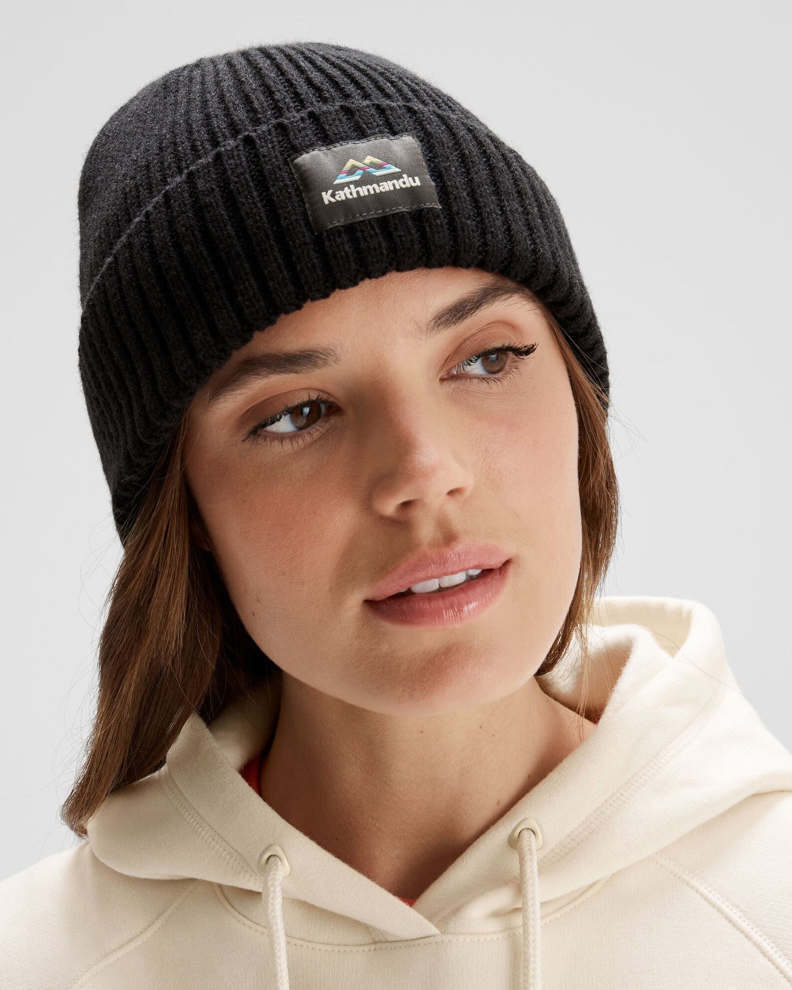Kathmandu Badge Beanie - Black Winter Hat for Men & Women | Warm Knit Beanie for Outdoor Activities, Skiing, Hiking and Casual Wear