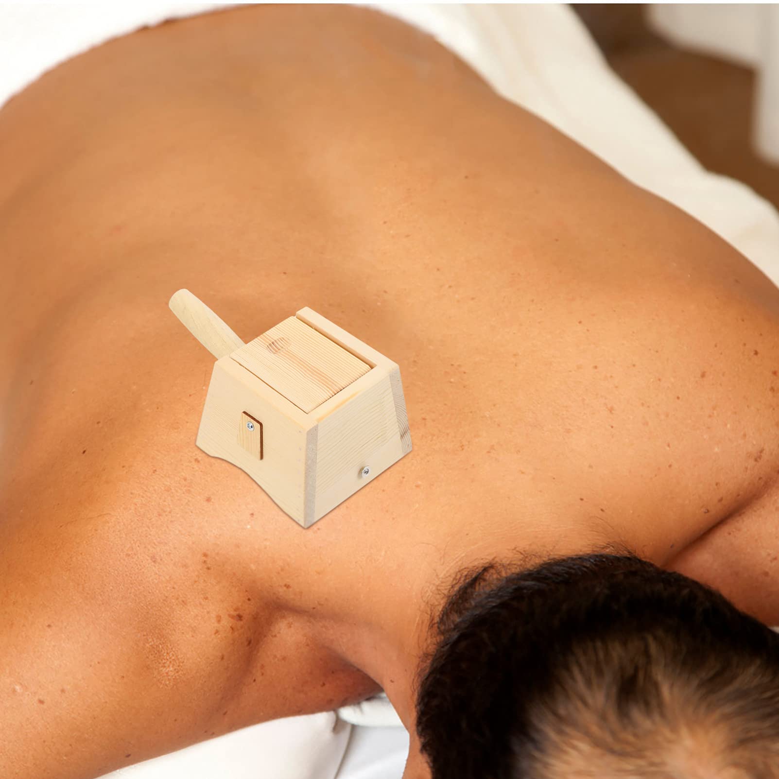 Healifty Portable Wood Moxa Box with One Hole - 13x12x9.5cm Body Massager Tool for Acupuncture & Pain Relief - Perfect for Home Therapy & Spa Relaxation