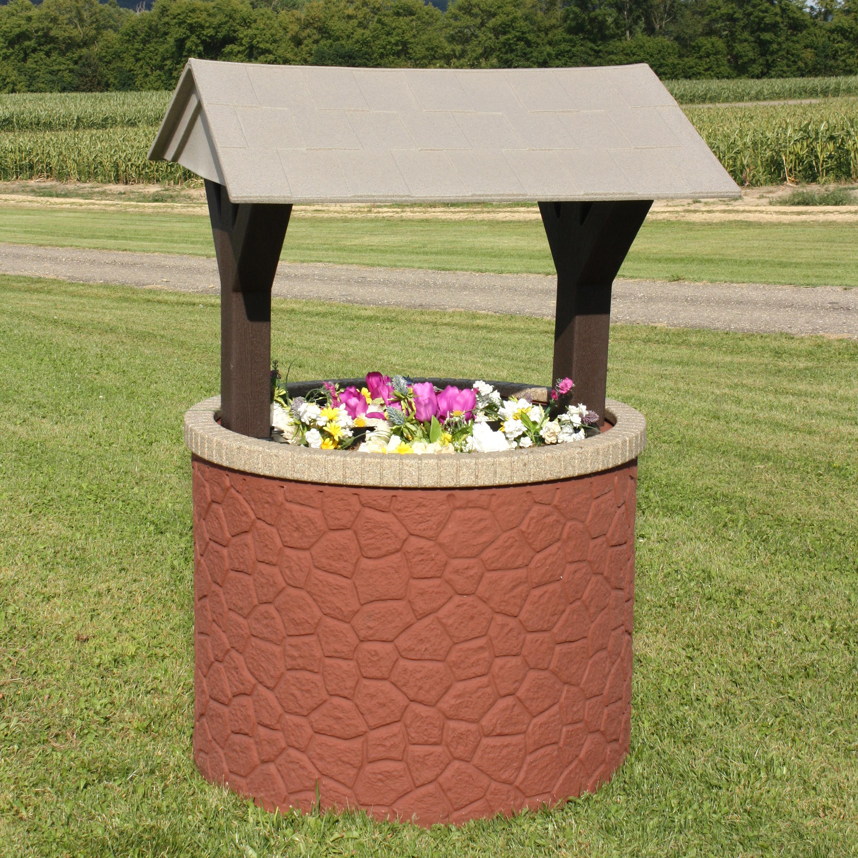 Durable Wishing Well Planter Cover with Base and Roof - Decorative Garden Tank Top for Septic System - Perfect for Outdoor Landscaping, Yard Decor, and Garden Accents