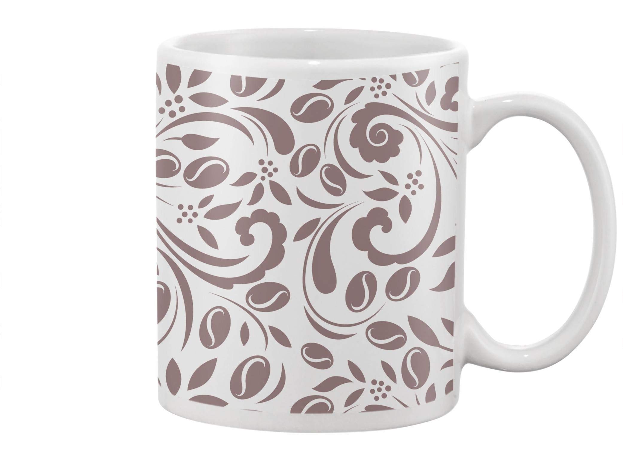 Seamless Coffee Pattern Ceramic Mug - 15oz Insulated Coffee Cup for Home, Office & Gifts - Perfect for Hot & Cold Beverages