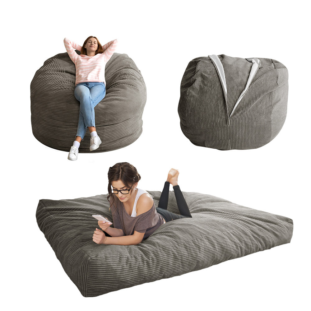 MAXYOYO Giant Bean Bag Bed - Corduroy Convertible Chair & Floor Mattress for Adults | Comfortable Lounge Chair & Guest Bed for Living Room, Bedroom & Dorm