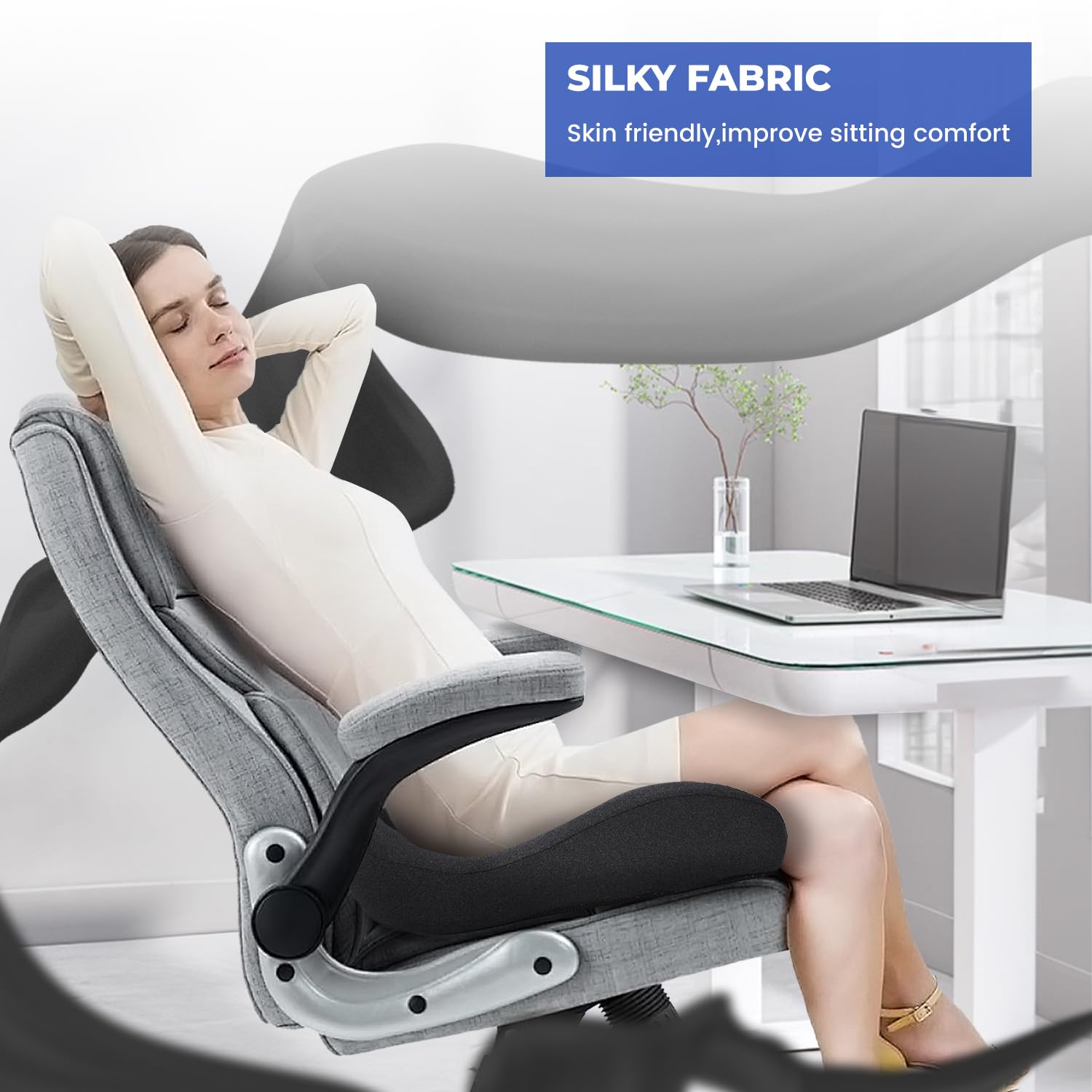 Premium U-Shaped Memory Foam Seat Cushion for Office Chairs - Orthopedic Coccyx & Hip Pain Relief - Ergonomic Bucket Design for Long Sitting Comfort - Ideal for Office, Car, Wheelchair & Desk Use (Large, Gray) - Perfect for Work, Driving & Home Office Comfort