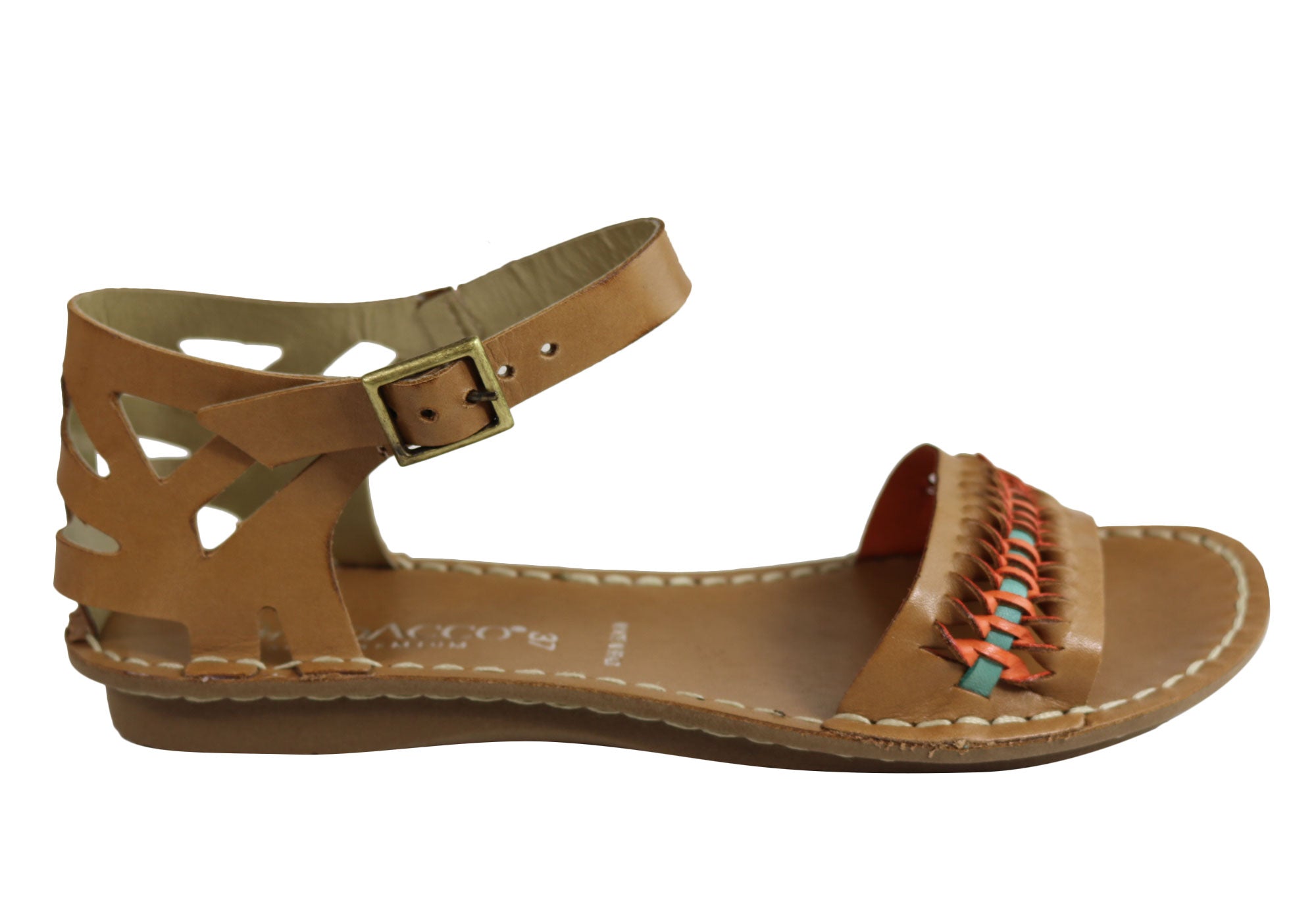 Andacco Seattle Women's Comfortable Flat Leather Sandals - Handmade in Brazil - Perfect for Summer, Beach & Casual Outings