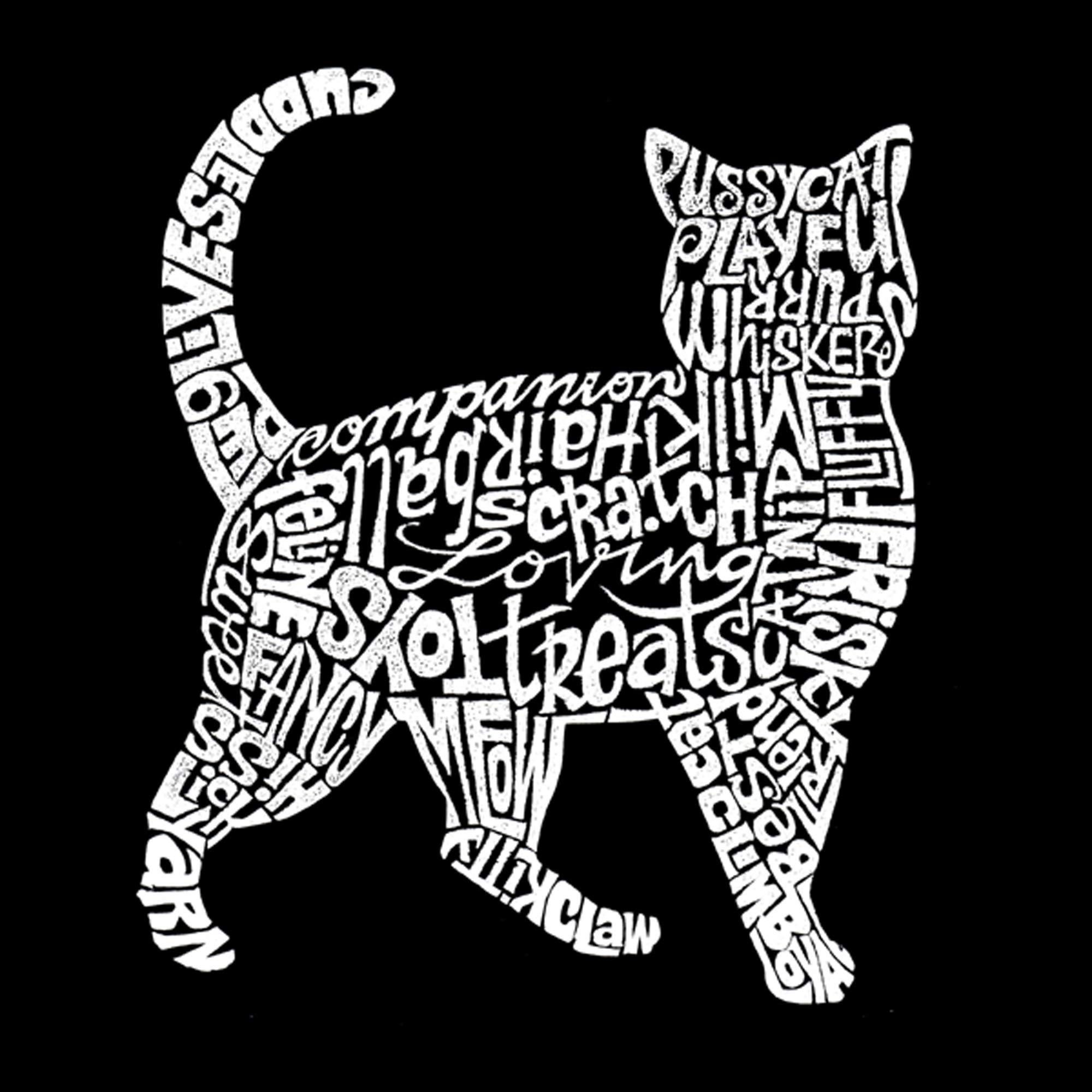 LA POP ART Men's Raglan Baseball Word Art Graphic T-Shirt - Cat Lover Tee for Casual Wear & Street Style