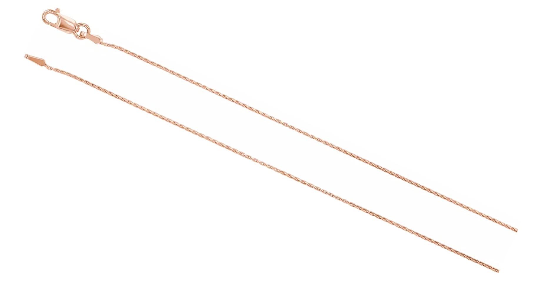 14K Rose Gold 0.80mm Wheat Chain Necklace - Dainty & Elegant Jewelry for Women, Perfect for Layering, Everyday Wear & Special Occasions