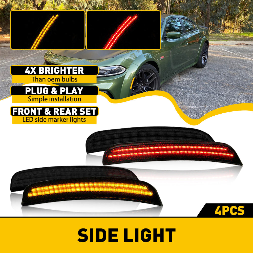 15-22 Dodge Charger LED Side Marker Lights - Front & Rear (Red/Yellow/White) | DRL Daytime Running Lights | Enhanced Visibility & Style for Night Driving & Car Customization