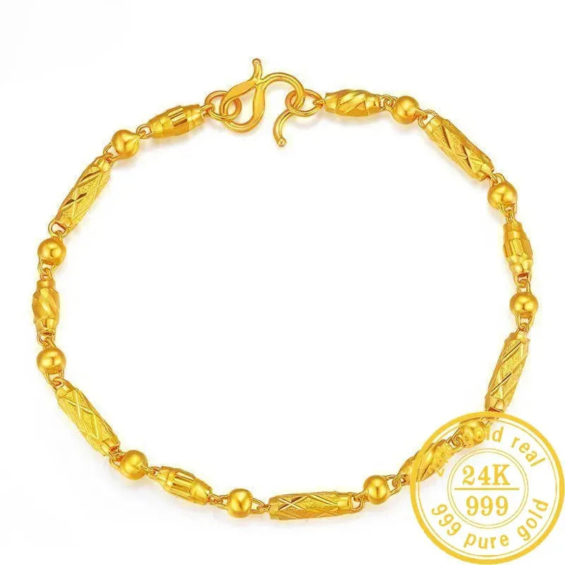 24K Pure Gold Bracelet for Women - 999 Solid Real Gold Bangle, Upscale Classic Jewelry Gift for Anniversary, Valentine's Day & Special Occasions