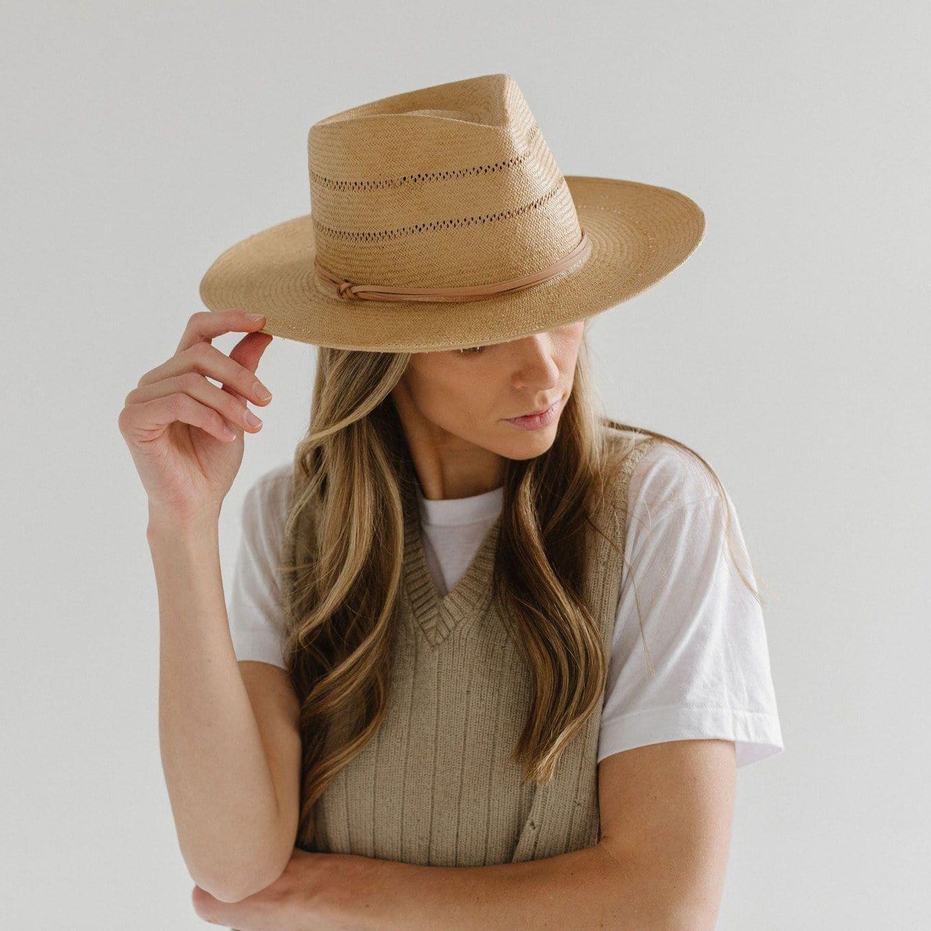 Arlo Rancher Fedora Straw Hat for Men - Western Cowboy Hat with Wide Brim - Sun Protection Summer Hat for Outdoor, Rodeo, and Country Music Festivals