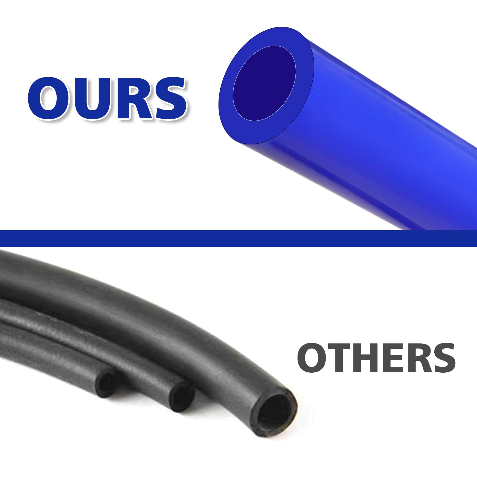 High Performance Automotive Silicone Vacuum Hose Kit - 6PCS 5FT Blue Tubing with 126PCS 13-Size Nylon Connectors (1/8