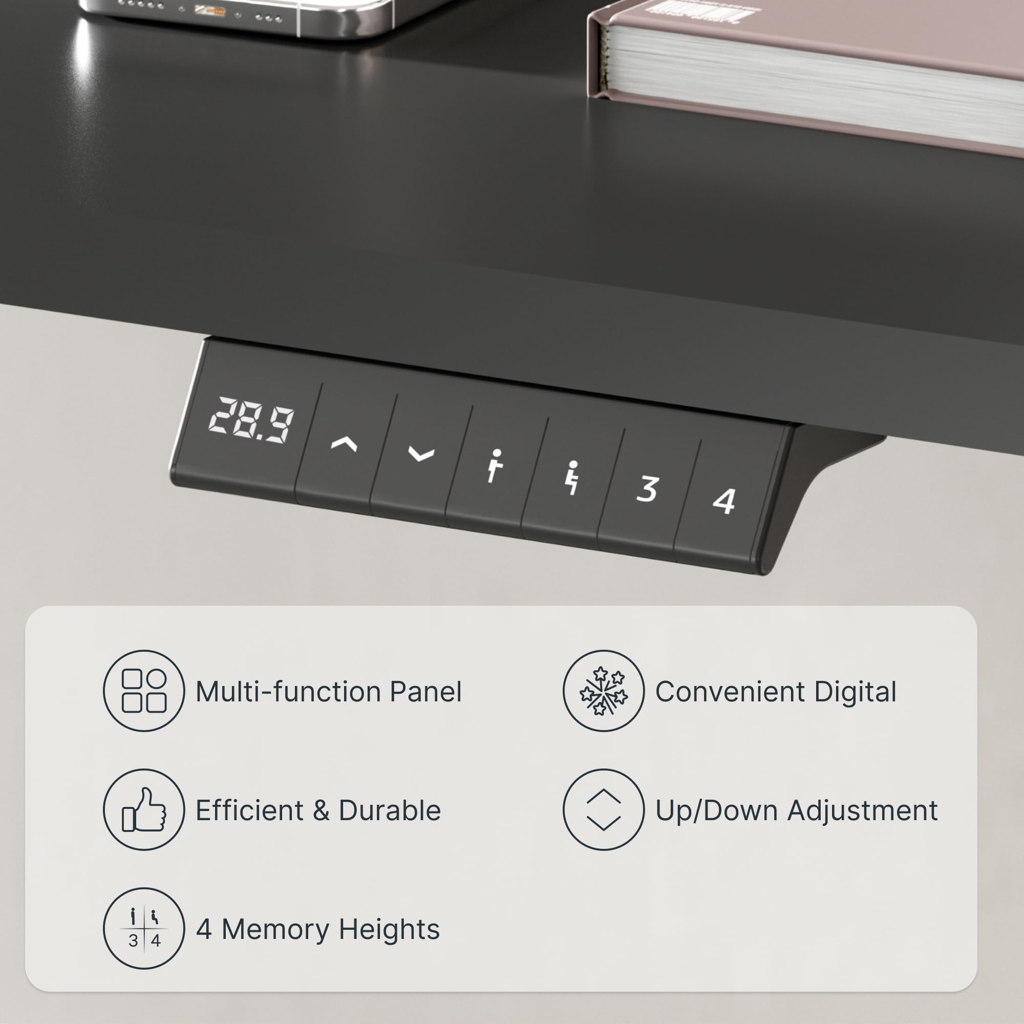 FlexiSpot 40 x 24 Inches Electric Height Adjustable Standing Desk - Small Whole-Piece Desktop, Sit Stand Home Office Table (Classic Black Frame + 40