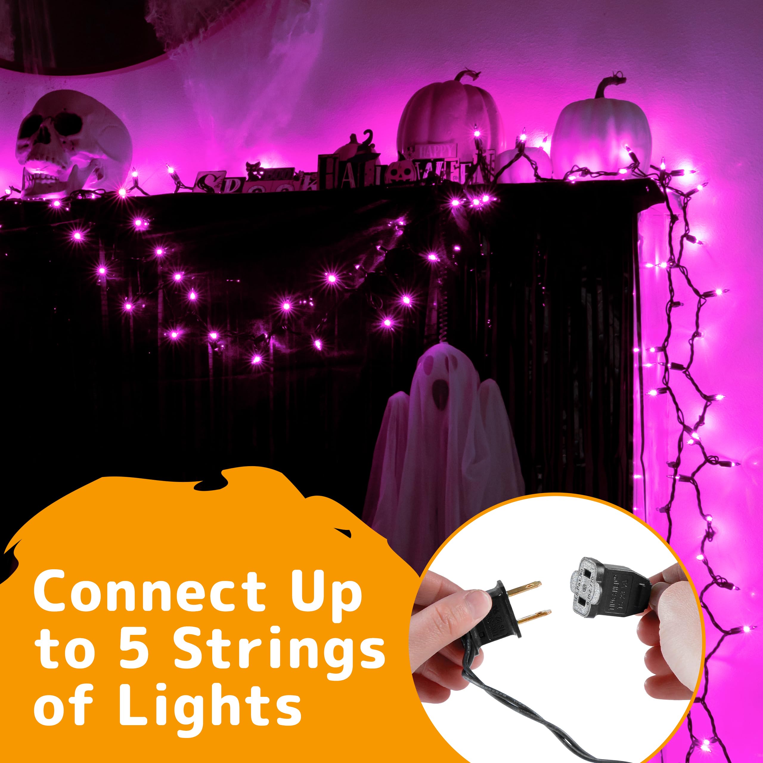 Purple Halloween String Lights - 20ft 100 LED for Party & Mardi Gras Decor