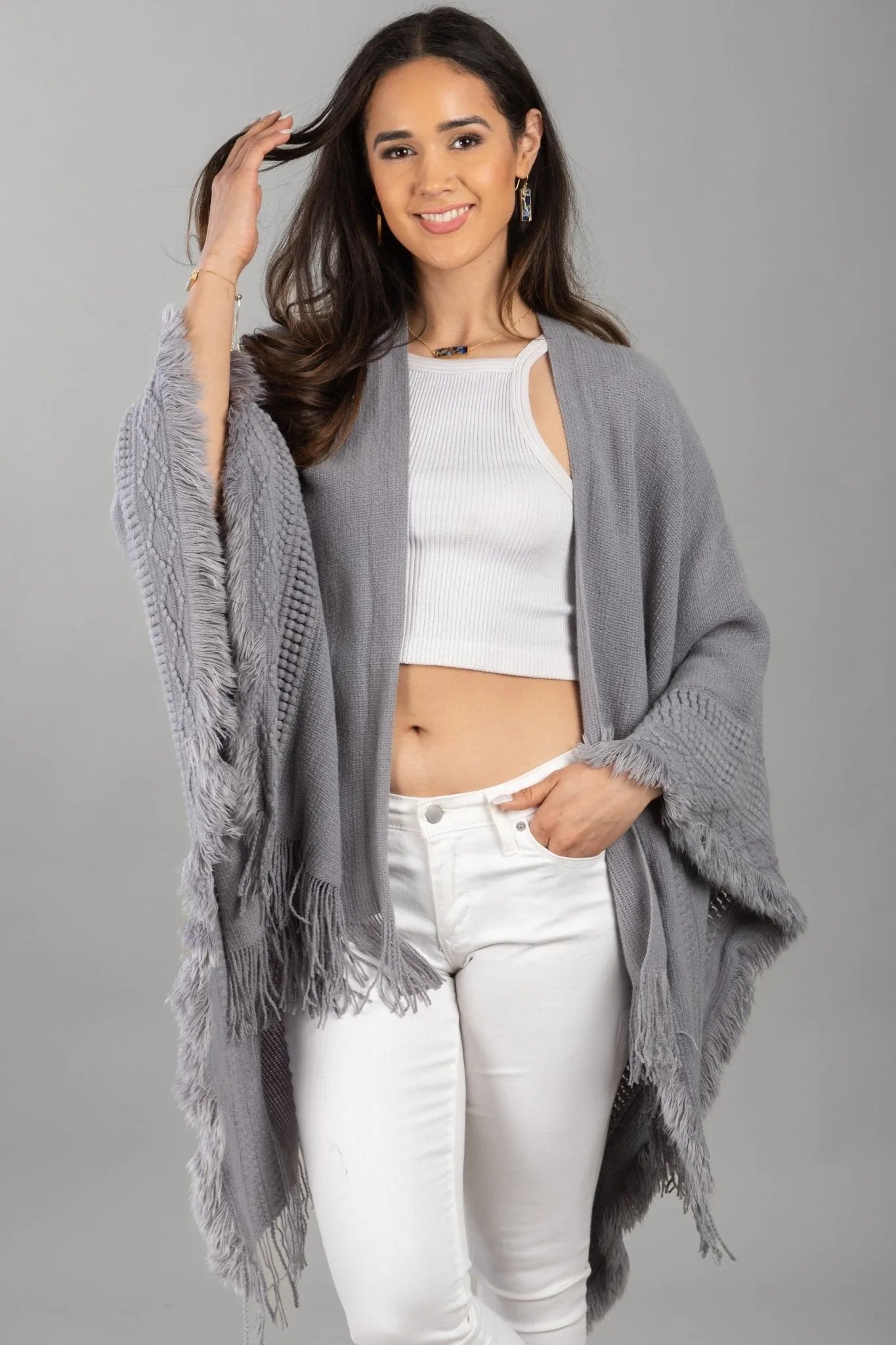 Bohemian Fringed Trim Kimono Robe - Lightweight Lace Cover Up for Women - Perfect for Beach, Pool, or Lounge Wear