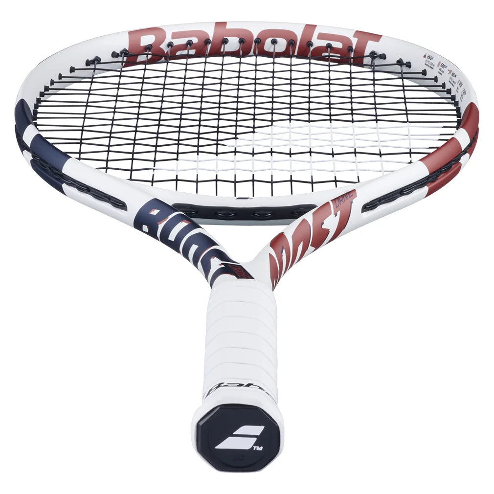 Boost Drive Prestrung Tennis Racquet - Lightweight & Durable for Beginners & Intermediate Players | Perfect for Practice, Training & Competitive Matches (White & Blue)