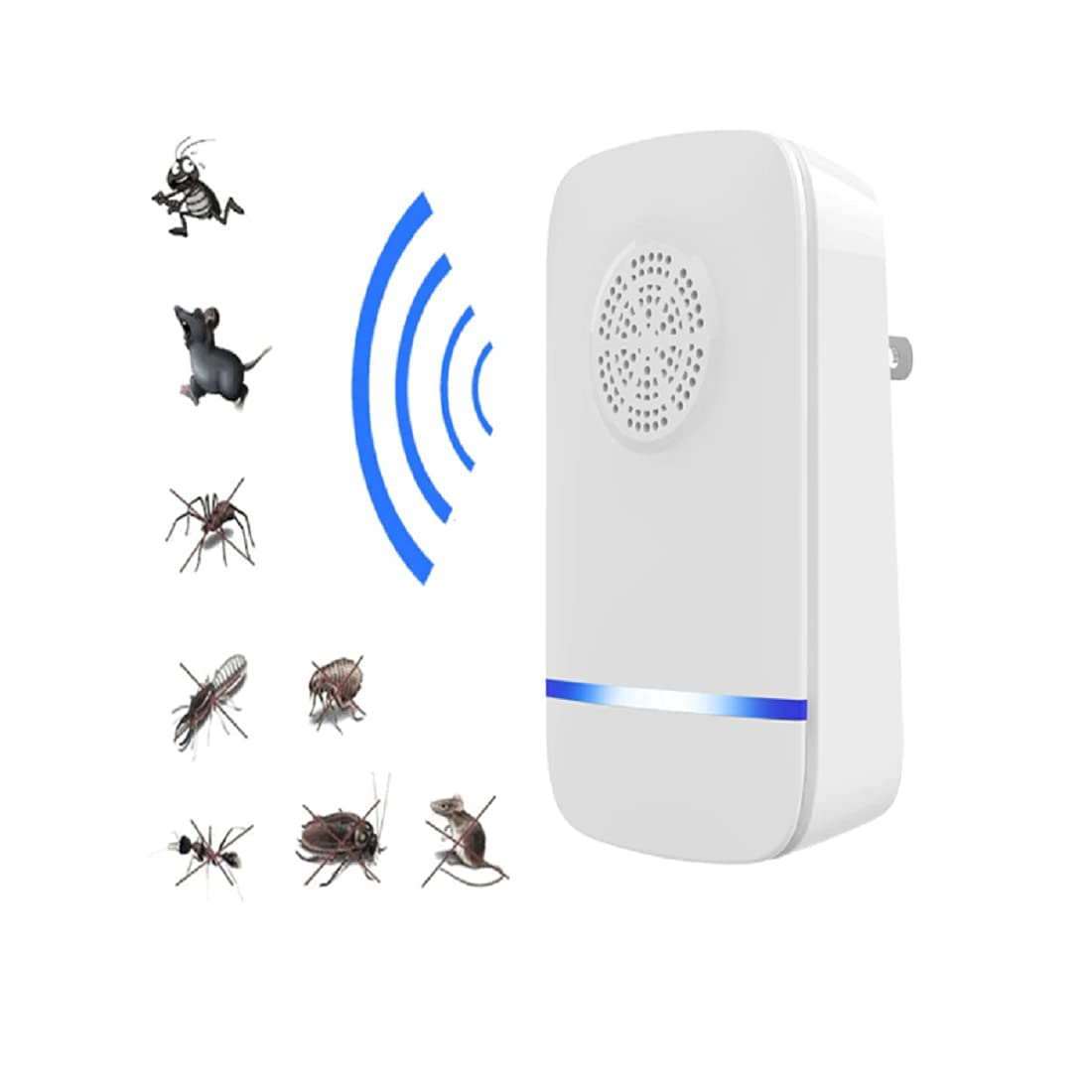 Prextex Ultrasonic Pest Repeller - Electronic Plug-in Indoor Pest Control for Home, Office - Repels Mosquitoes, Lizards, Rats, Cockroaches & Insects - Silent Operation - Ideal for Bedrooms, Kitchens, Basements & Living Spaces