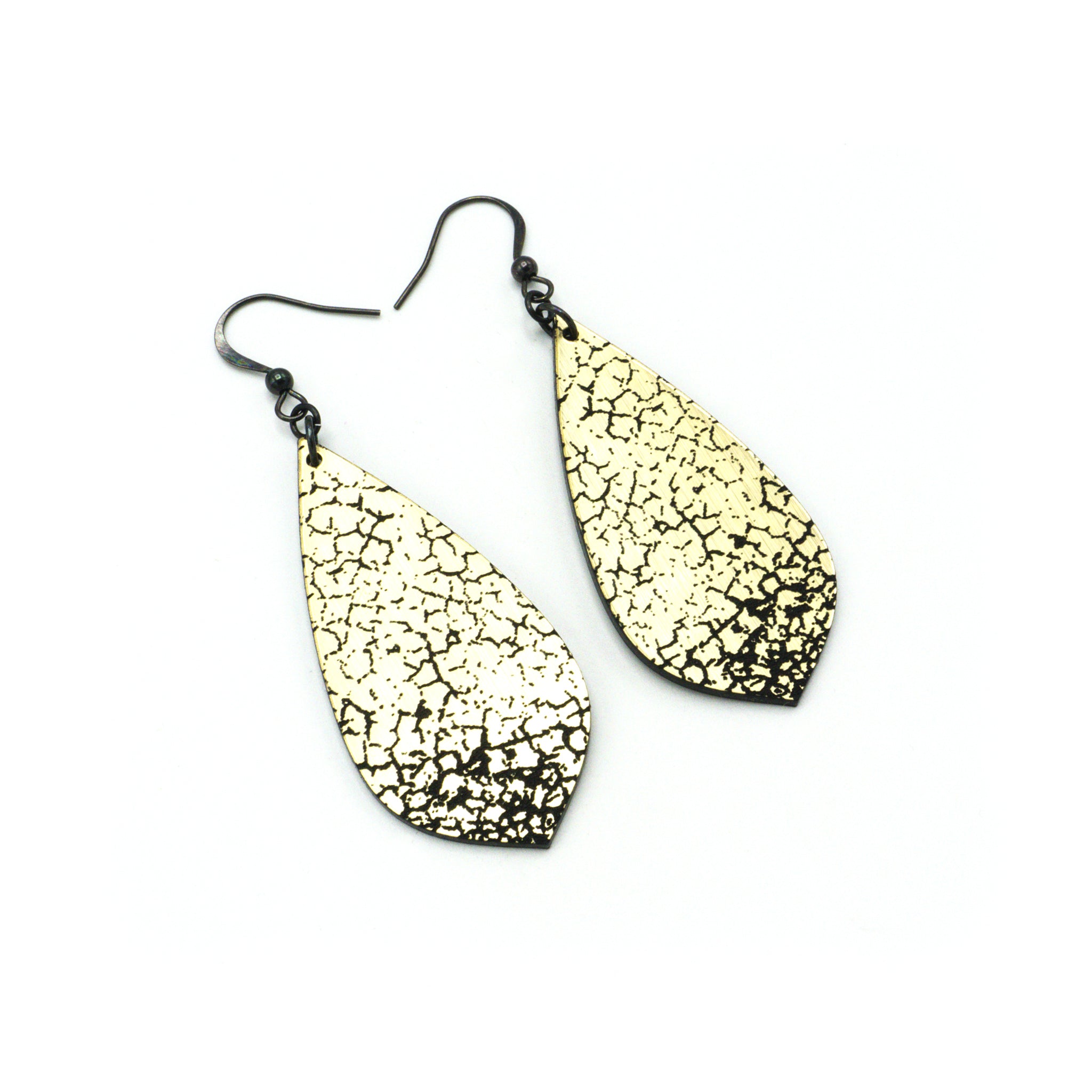 Gem Point [46] Acrylic Earrings - Brushed Gold & Black | Stylish & Lightweight Fashion Jewelry for Women | Perfect for Parties, Weddings & Everyday Wear