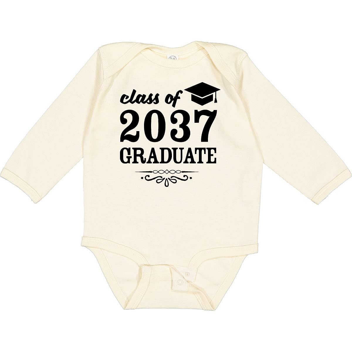 Inktastic Class of 2037 Graduate Baby Bodysuit - Long Sleeve Creeper with Graduation Cap Design - Perfect for First Birthday, Photo Shoots & School Graduation Celebrations