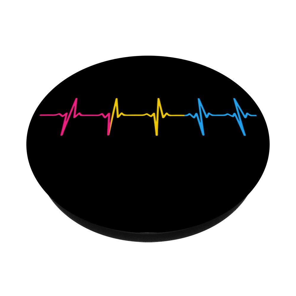 Pansexual Pride Heartbeat LGBT PopSocket - Phone Grip & Stand for iPhone, Samsung, Tablets - Perfect for LGBTQ+ Support, Daily Use & Travel