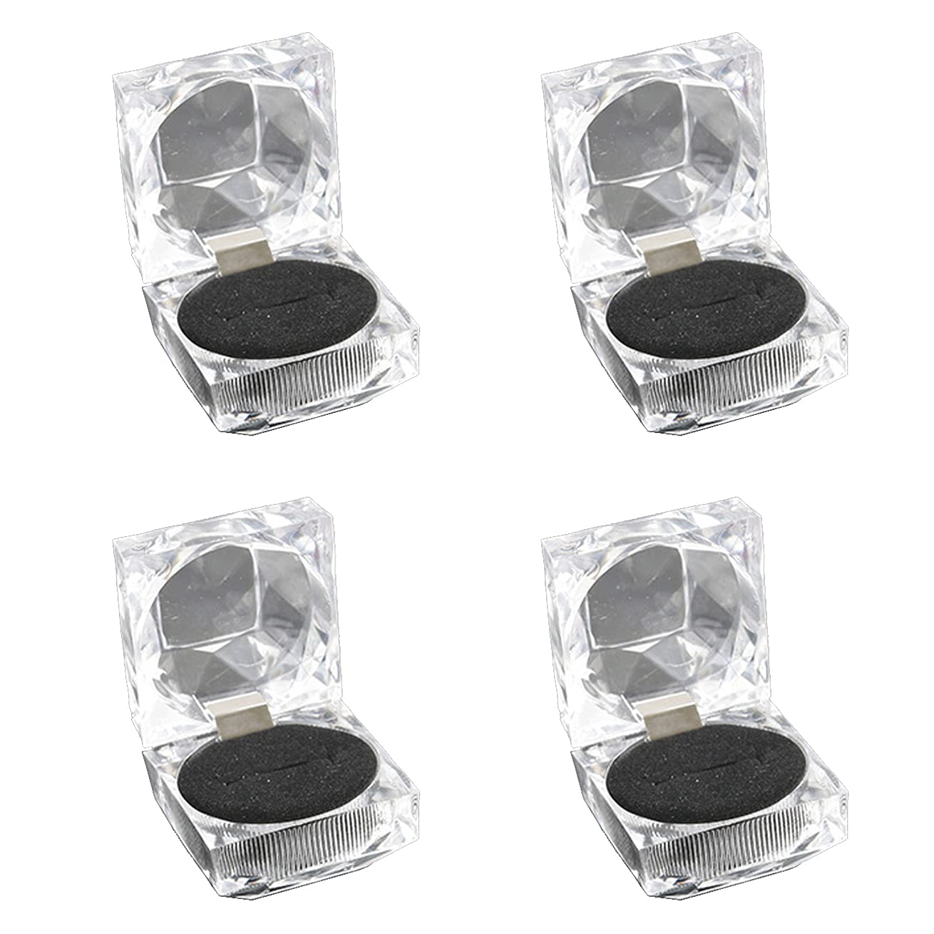 4-Piece Acrylic Ring Display Box Set - 4.5 x 4.5cm Black Jewelry Organizer Case for Single Rings & Earrings - Perfect for Jewelry Store Displays, Wedding Ring Presentation & Gift Packaging