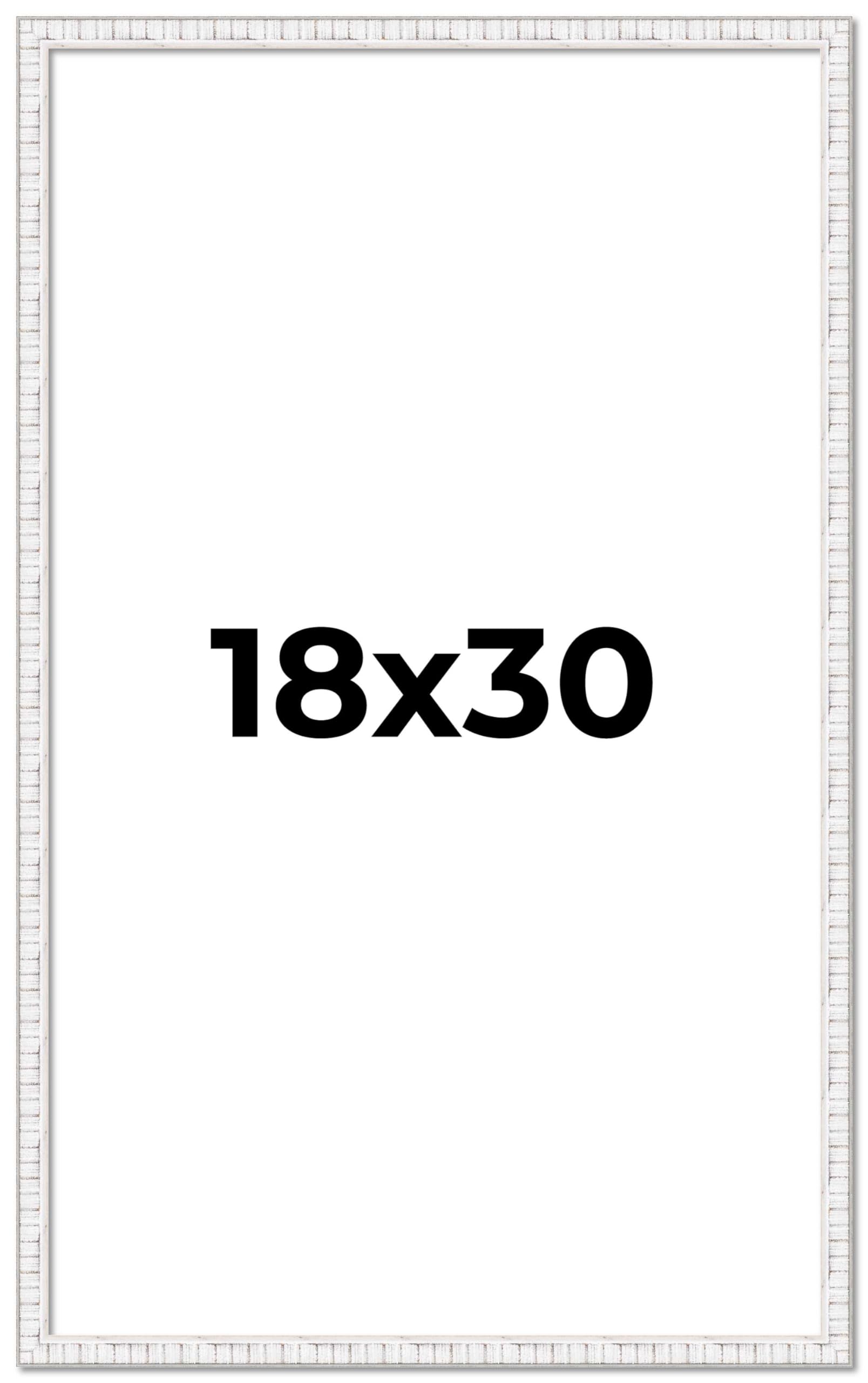 18x30 White Distressed Solid Wood Picture Frame - 0.75
