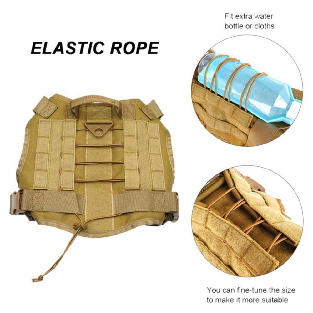 Tactical Dog Harness for Hiking & Training - Military-Grade MOLLE Vest for Medium to Large Dogs, No-Pull Service Dog Vest with Adjustable Straps, Backpack & Water Bottle Holder - Perfect for Outdoor Adventures, Camping & Working Dogs