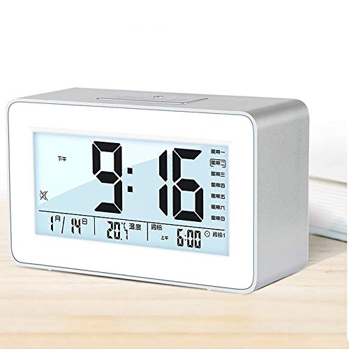 PDGJG Multi-Function Digital LED Alarm Clock with Mirror, Thermometer & Night Light - Wall/Desk Clock for Bedroom, Office, Dorm (Square Rectangle Design)