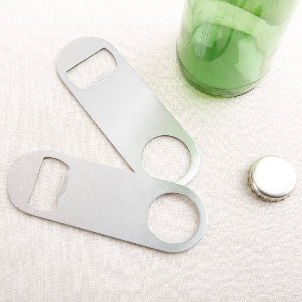 Premium Silver Oblong Bottle Opener - Rust-Resistant Metal Bar Tool for Beer, Soda & Wine Bottles - Perfect for Home Bars, Parties, Camping & DIY Projects