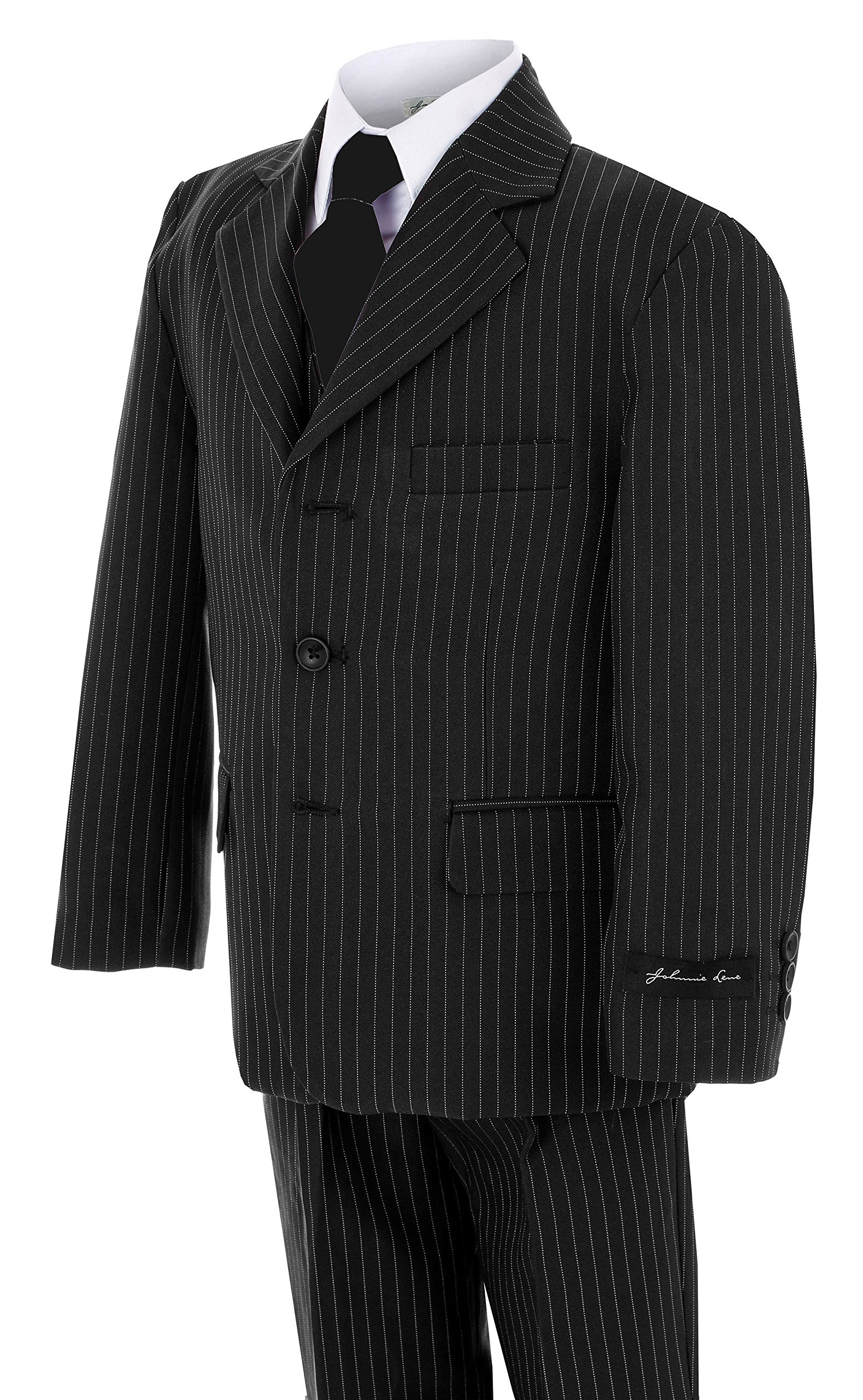 Stylish Black Pinstripe Suit with Matching Tie for Boys - Baby to Teen - Perfect for Weddings, Parties & Formal Events
