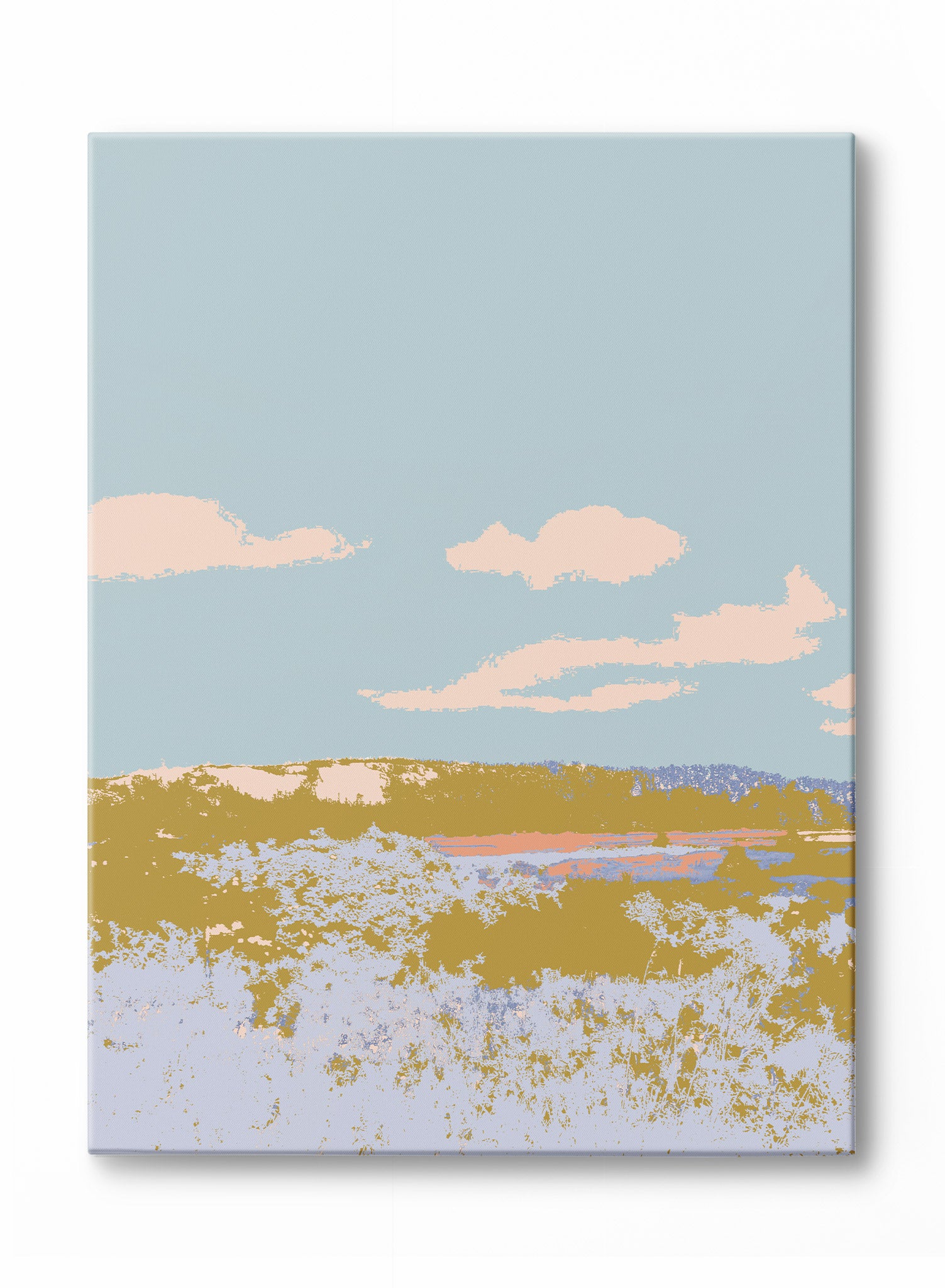 Meadow Mosaic Canvas Wall Art - Handmade Floral Landscape Painting for Home & Office Decor | Perfect for Living Room, Bedroom, or Gift Giving