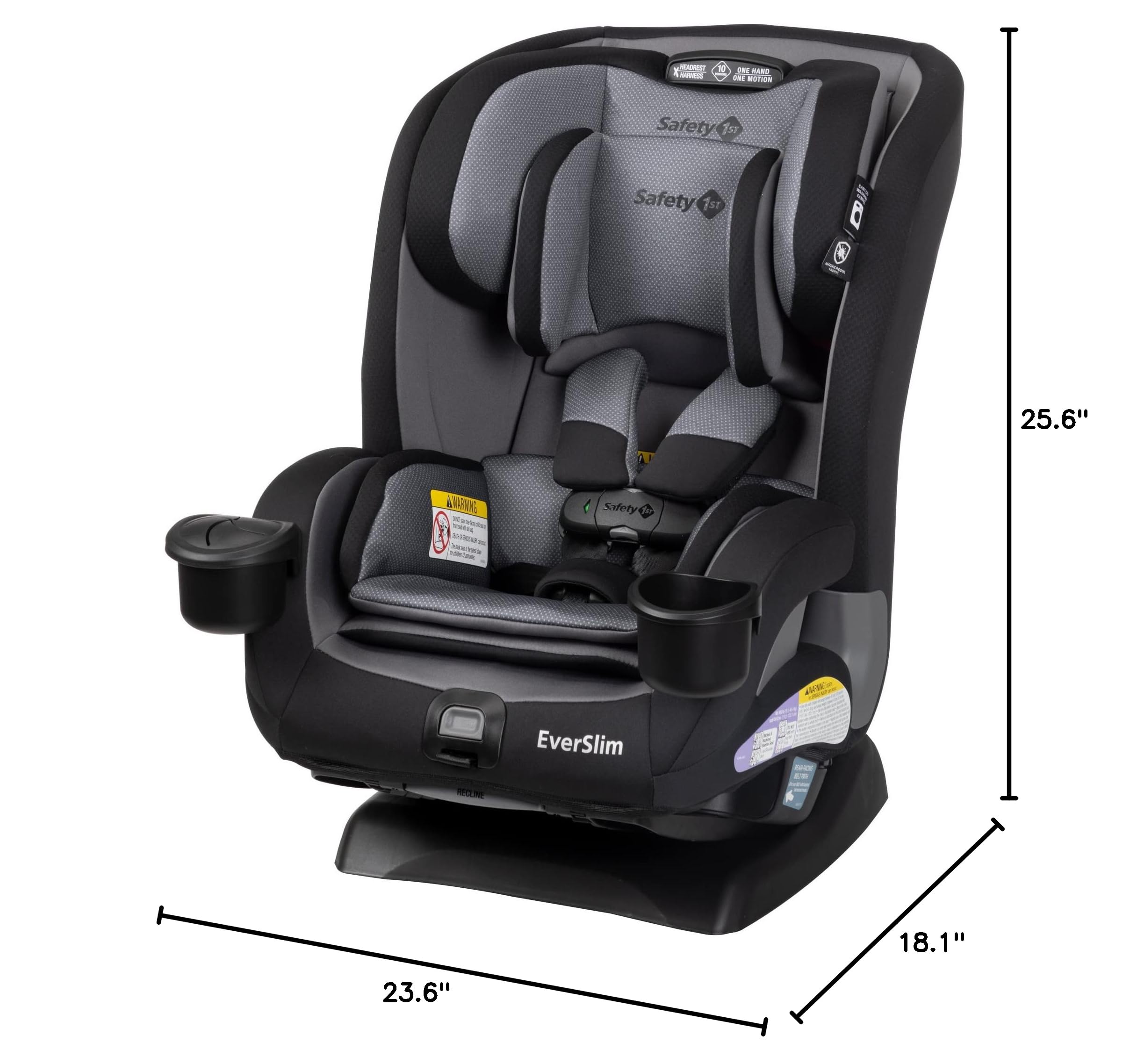 Safety 1st Everslim DLX Slim Convertible Car Seat - 4-in-1 Child Safety Car Seat for Babies 5-100 lbs | Rear & Forward Facing | Compact Design for Small Cars | Perfect for Travel & Daily Commute