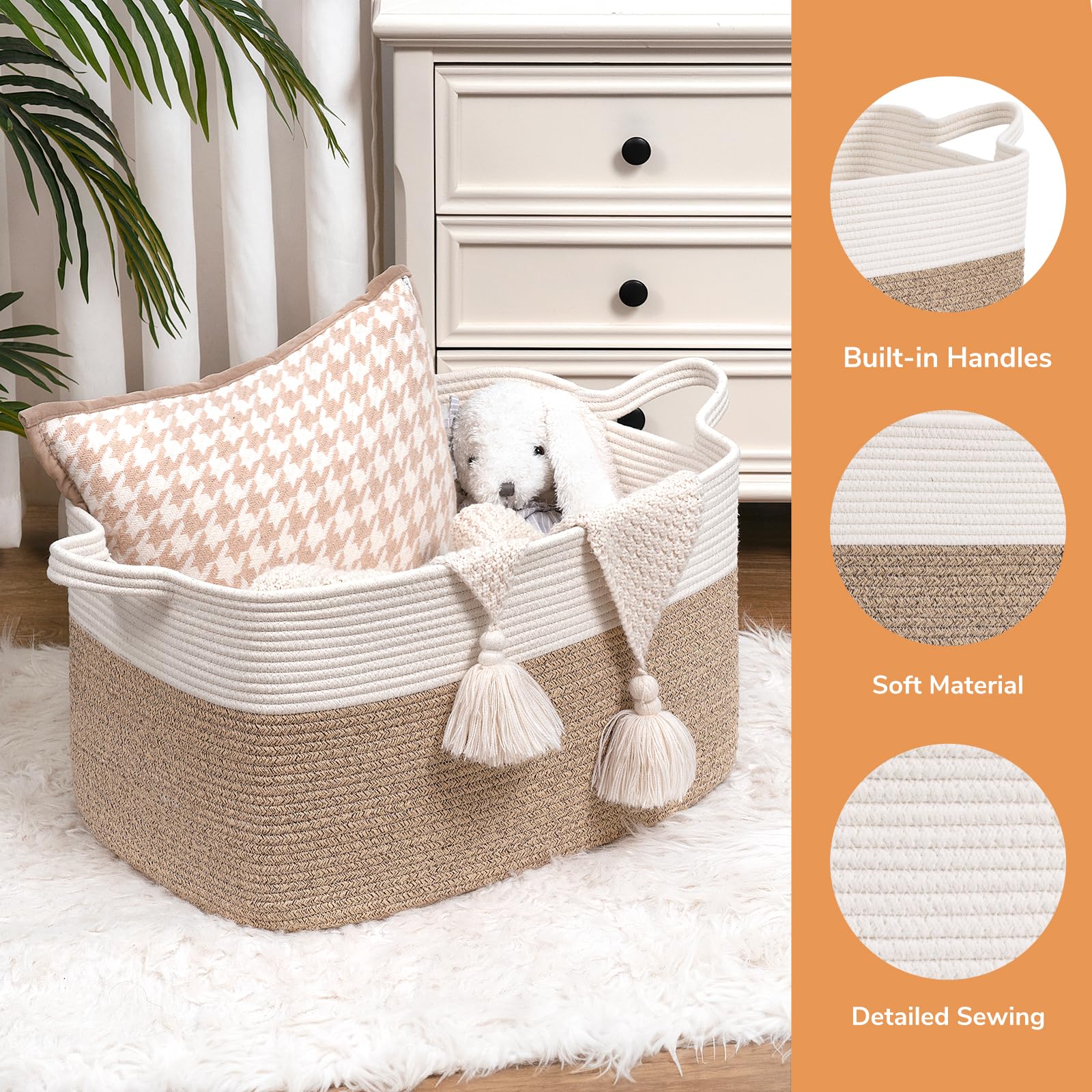 Goodpick Large Storage Basket for Blankets, Toys & Baby Laundry - Nursery & Home Organizer