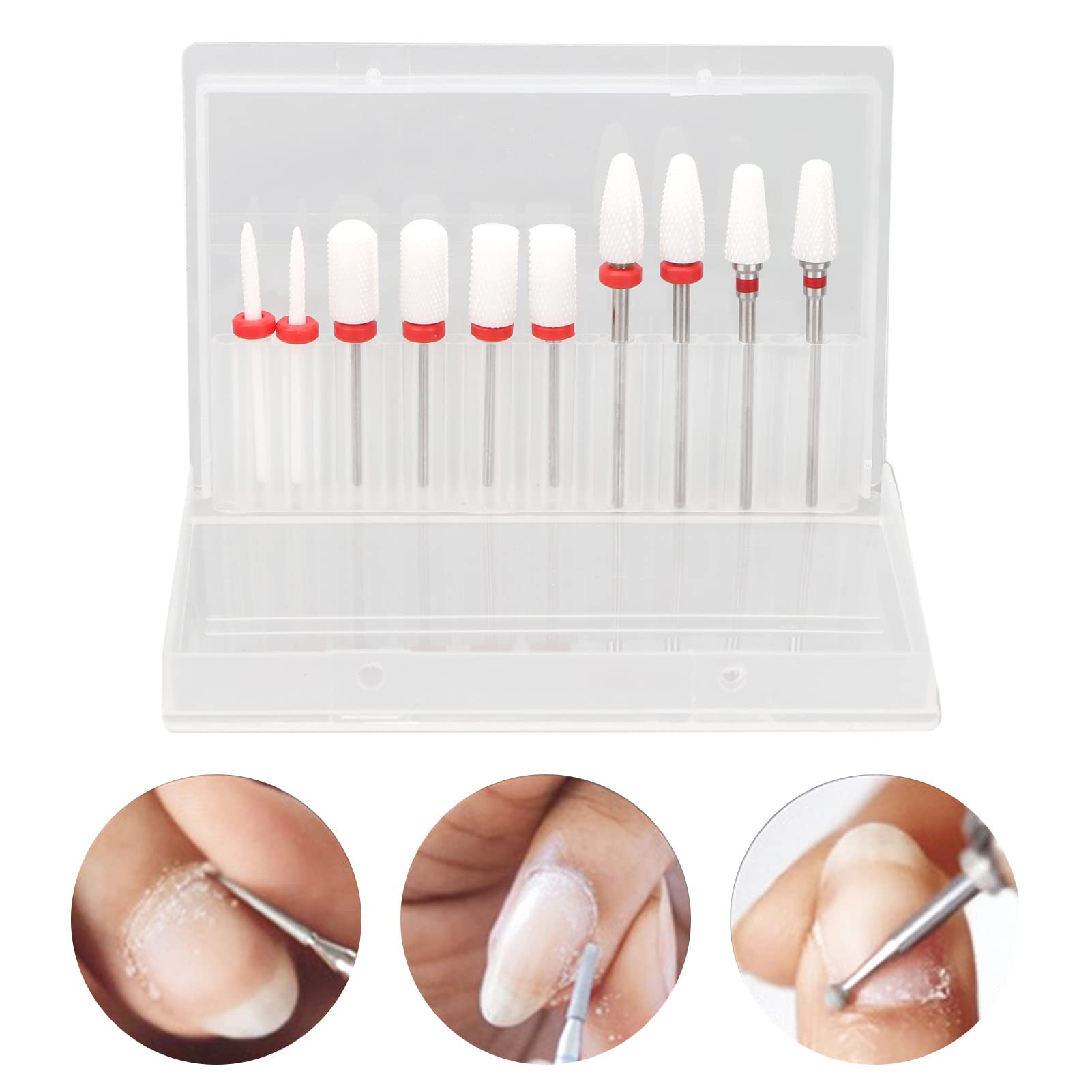 Professional Ceramic Nail Drill Bit Set for Manicure & Pedicure - 10PCS Nail Art Grinding Bits Kit for Acrylic, Gel & Natural Nails - Perfect for Salon & Home Nail Care