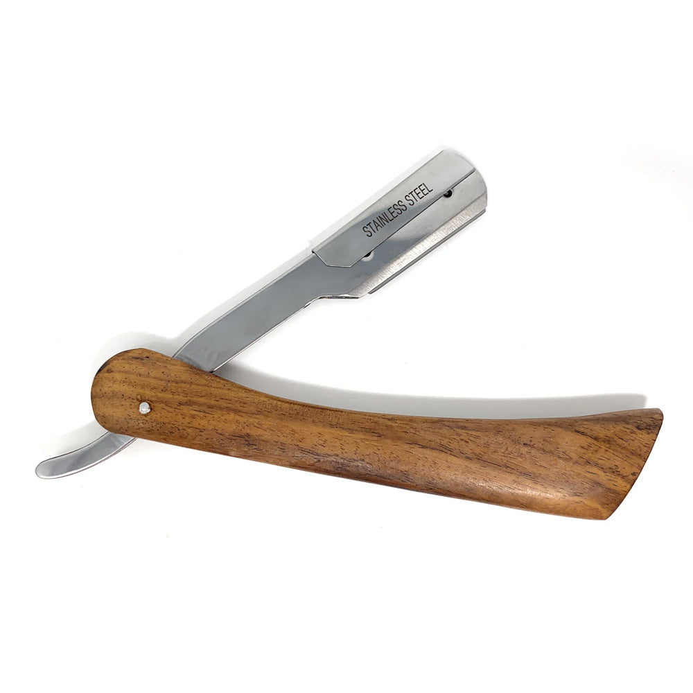 Professional Scalpmaster Wooden Handle Straight Edge Razor - Barber Shaving Tool for Precision Haircuts & Beard Grooming | Perfect for Home Use, Salon Professionals & Gift Giving