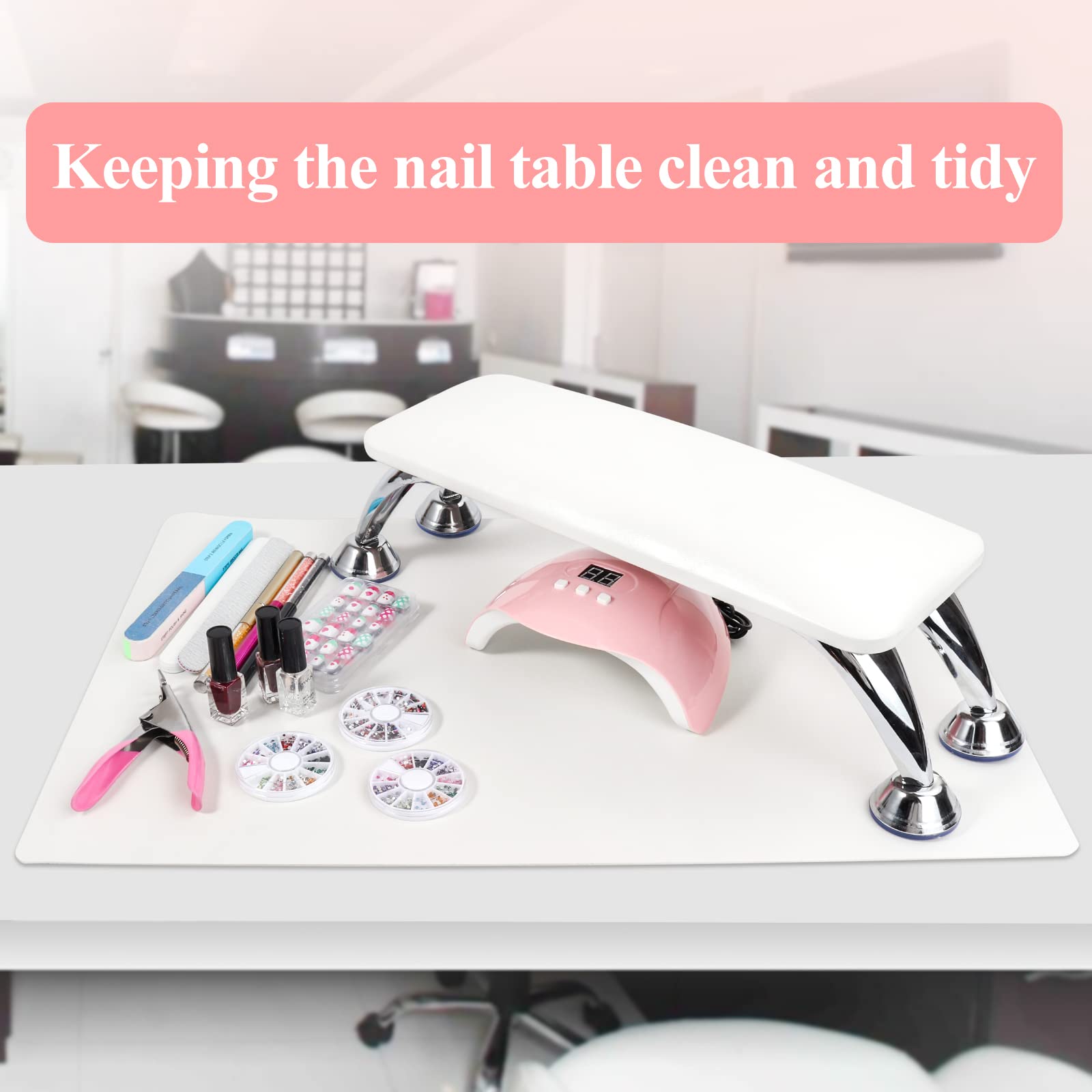 Professional Nail Arm Rest Cushion for Acrylic & Gel Nails - Soft Microfiber Leather Hand Support Pillow with Foldable Design & Non-Slip Nail Table Mat - Perfect for Nail Technicians, Salon Professionals & Home Manicures (White) - Ideal for Comfortable Nail Extensions, Gel Polish Application & Spa Treatments