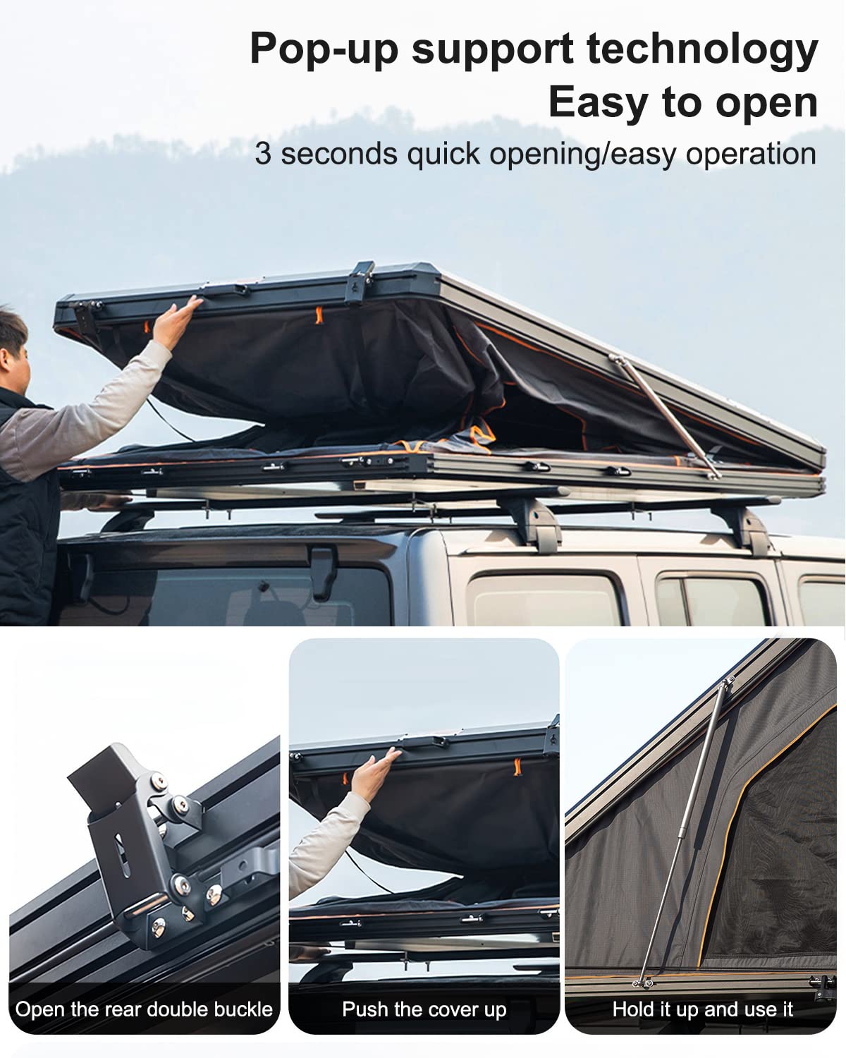 Naturnest Pop Up Hardshell Rooftop Tent for SUV, Truck & Jeep - Waterproof Car Roof Top Camping Tent with Easy Setup | Perfect for Outdoor Adventures, Road Trips & Overlanding