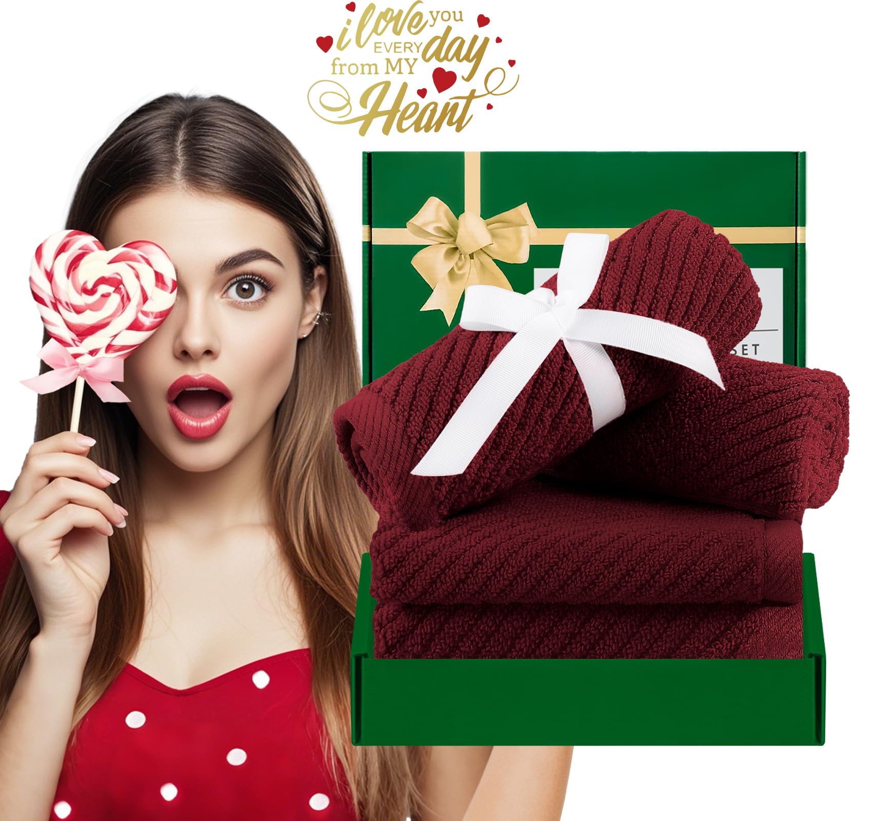 VOOVA & MOVAS 13x13 Inch 100% Cotton Facial Towels - Soft, Absorbent, Quick Dry Bath & Hand Towels Set of 4 | Lightweight & Thick for Shower, Spa, Gym | Burgundy Bathroom Essentials