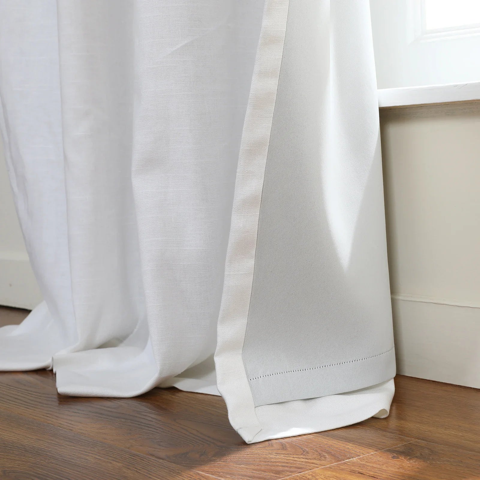 Premium Blackout Linen Cotton Curtains with Grommet Top - Thermal Insulated Drapes for Living Room & Bedroom (Set of 2 Panels)