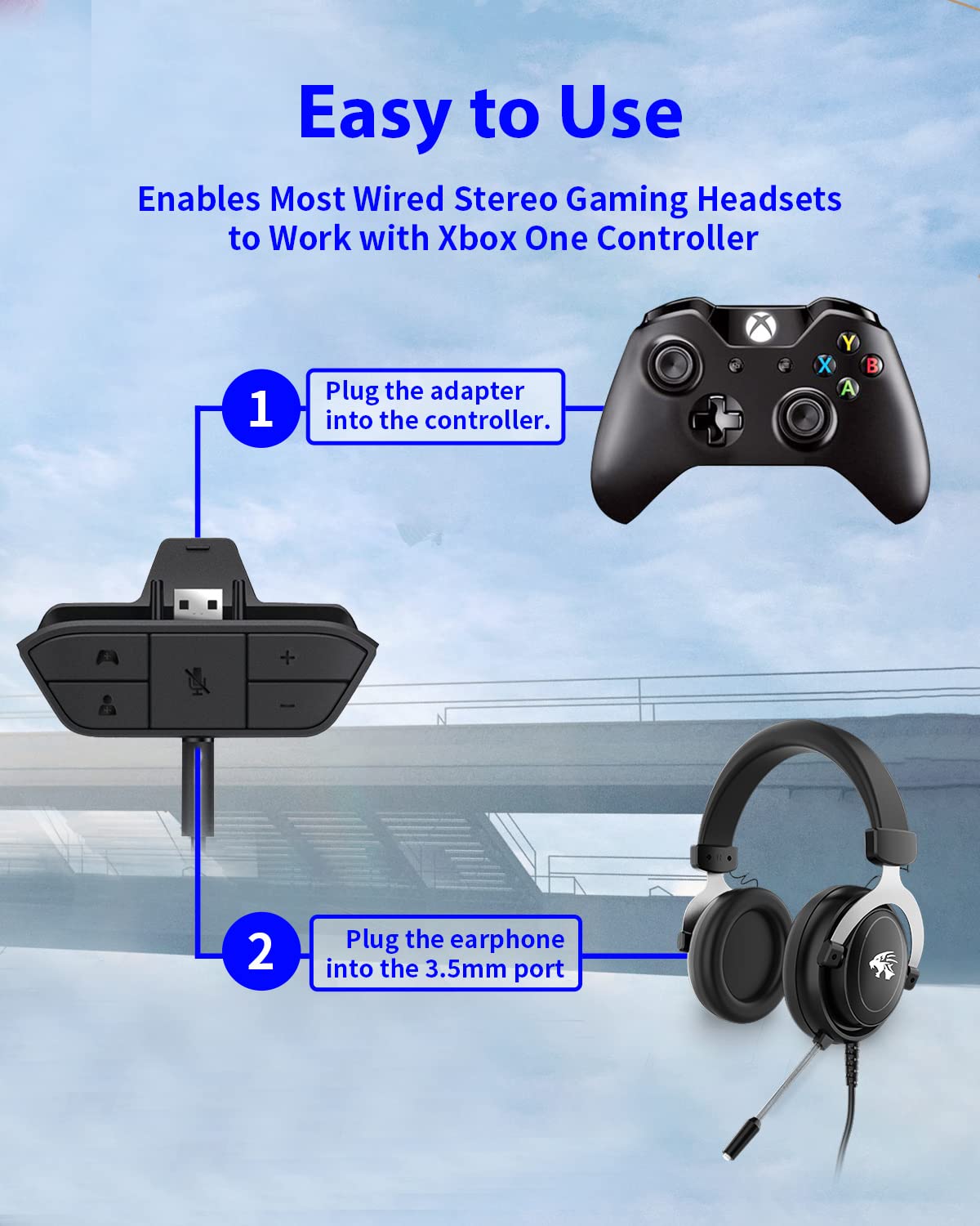 Xbox Headset Adapter for Xbox One, One S, One X, Elite 1, Elite 2, Series S & Series X Controllers - Stereo Game Audio & Voice Chat Adapter - Perfect for Gaming, Streaming & Online Multiplayer Sessions