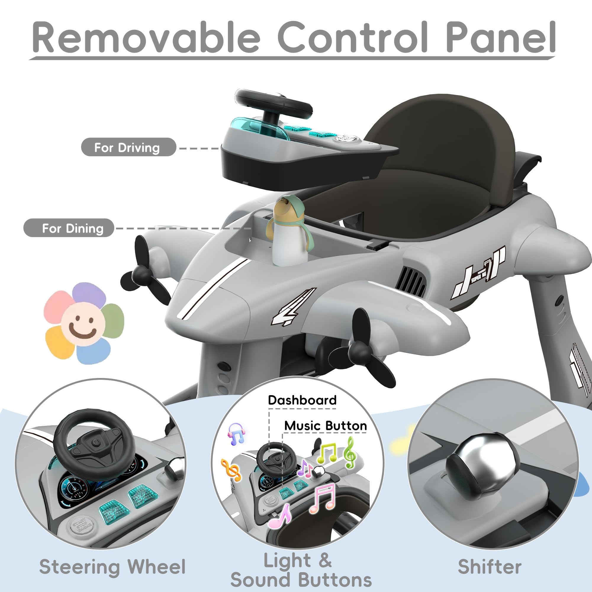 6-in-1 Foldable Baby Walker with Adjustable Height & Speed - Airplane-Themed Activity Push Walker with Music, Lights & Wheels - Anti-Slip Design for Boys & Girls 6-18 Months - Perfect for Learning to Walk, Indoor Play & Developmental Activities
