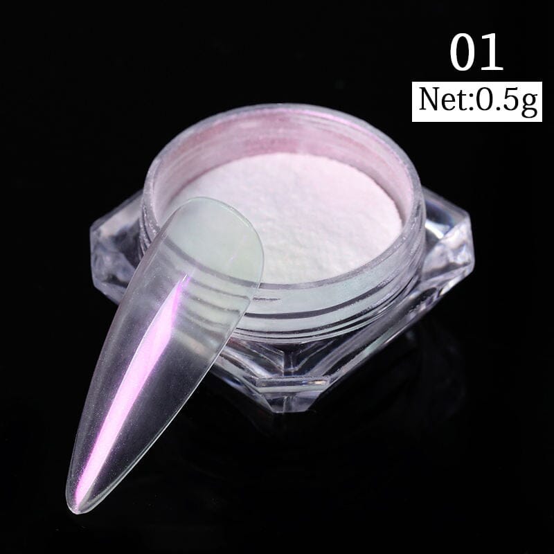 Mermaid Gradient Chrome Powder for Nails - Holographic Nail Pigment Dust for Acrylic & Gel Polish - Perfect for DIY Manicures & Nail Art Designs