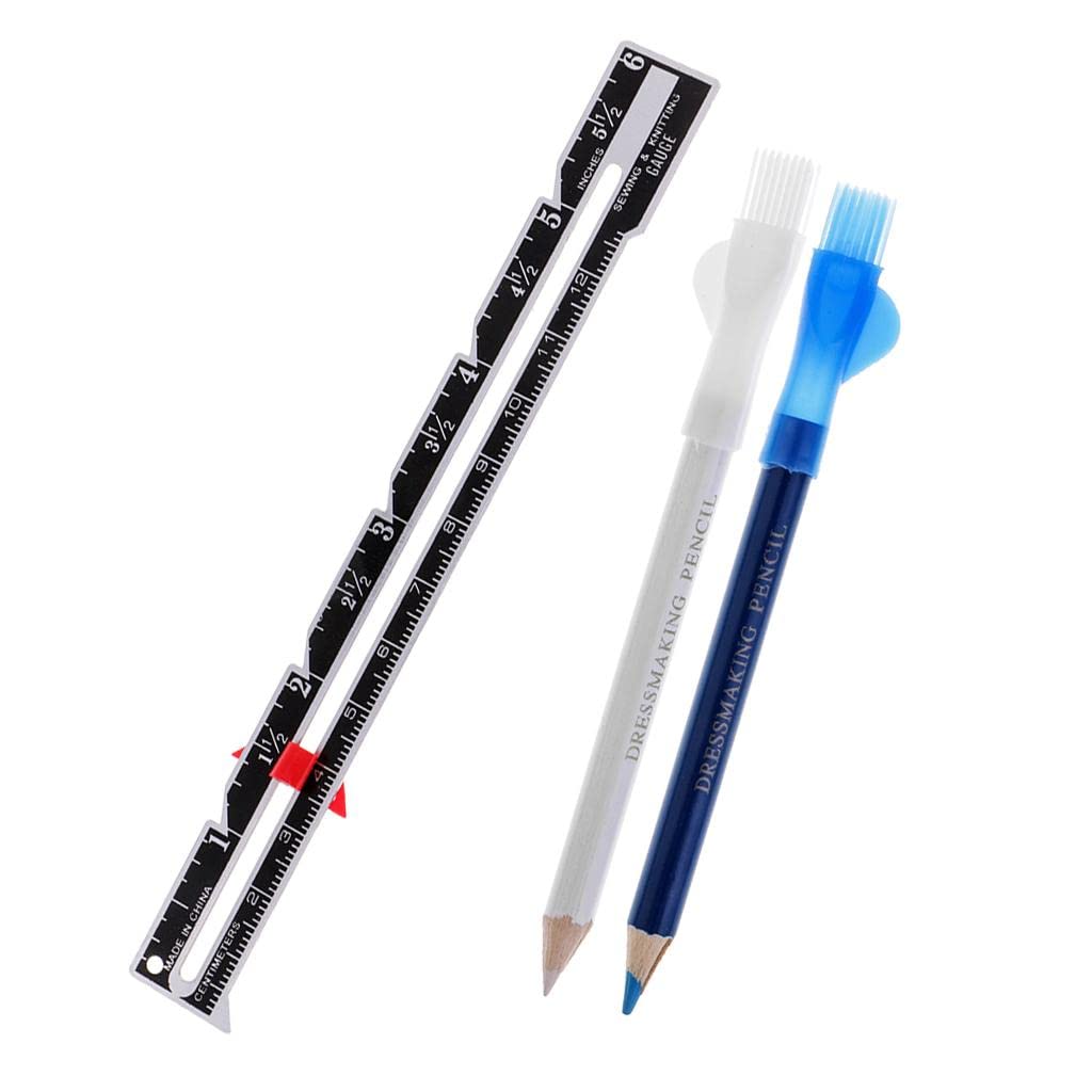 3Pcs Tailor Chalk Pencils with Brush - Professional Sewing & Dressmaking Marking Tools for Fabric - Perfect for Quilting, Alterations & DIY Clothing Projects