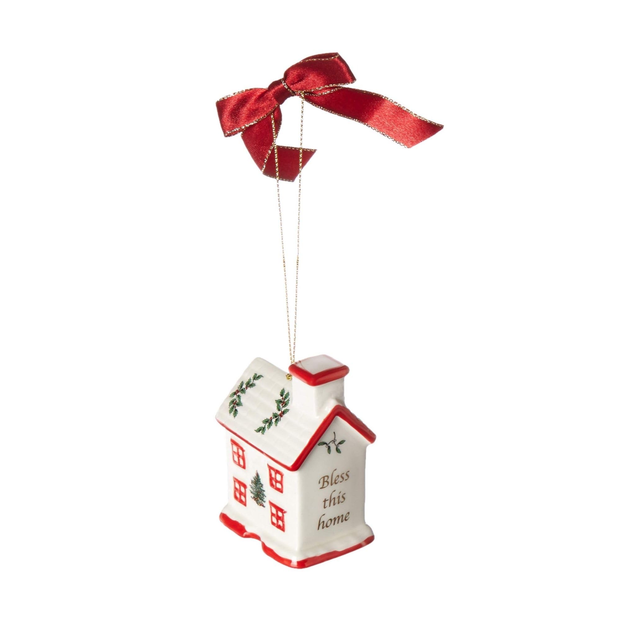 Spode Christmas Tree Bless This Home Ornament - Elegant Holiday Hanging Decoration for Christmas Trees, Festive Home Accents, Thoughtful Keepsake Gift for Friends & Family - Perfect for Christmas Tree Decorating, Holiday Parties & Festive Home Styling