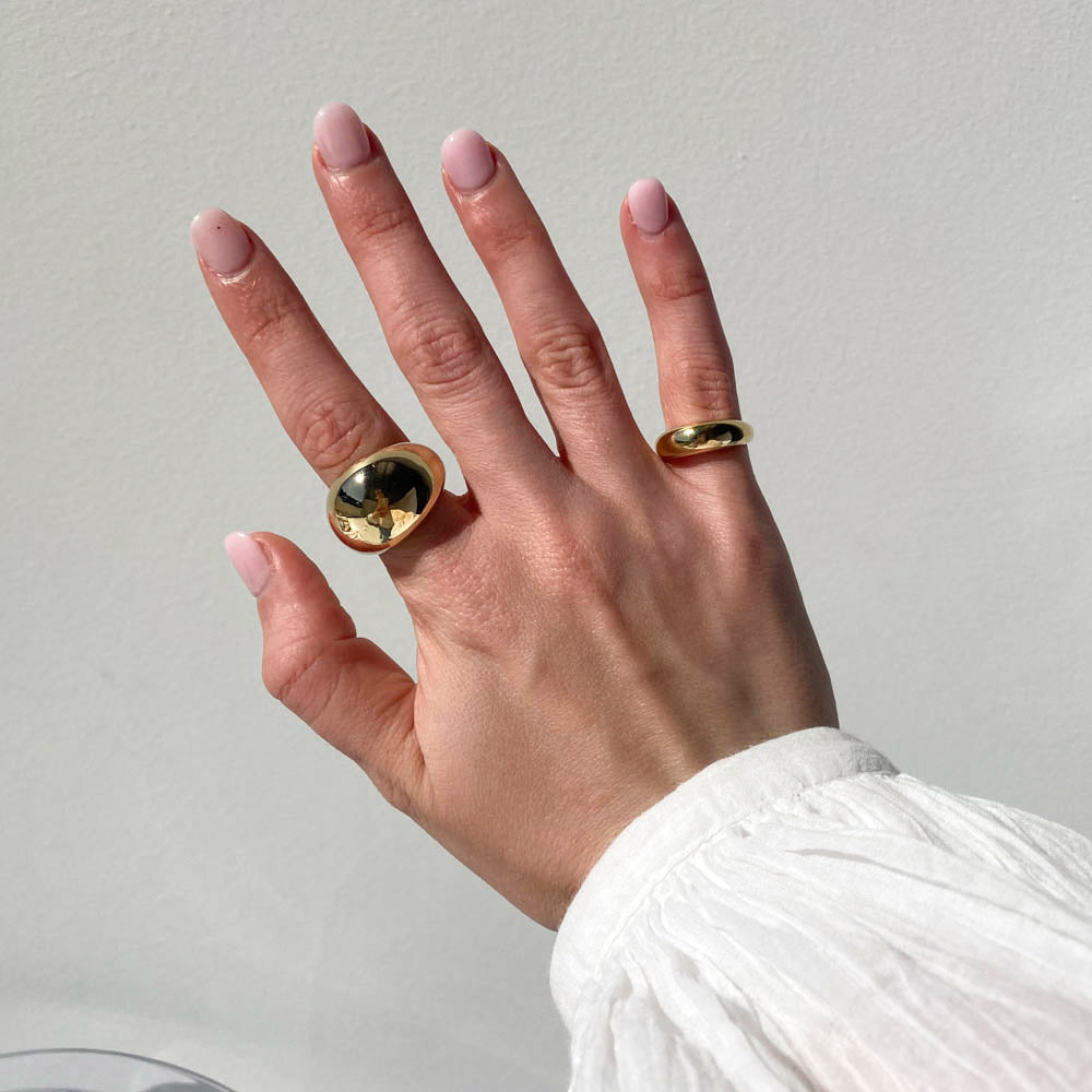 Gold Ball Dome Ring - Elegant Stackable Jewelry for Women, Perfect for Everyday Wear & Special Occasions