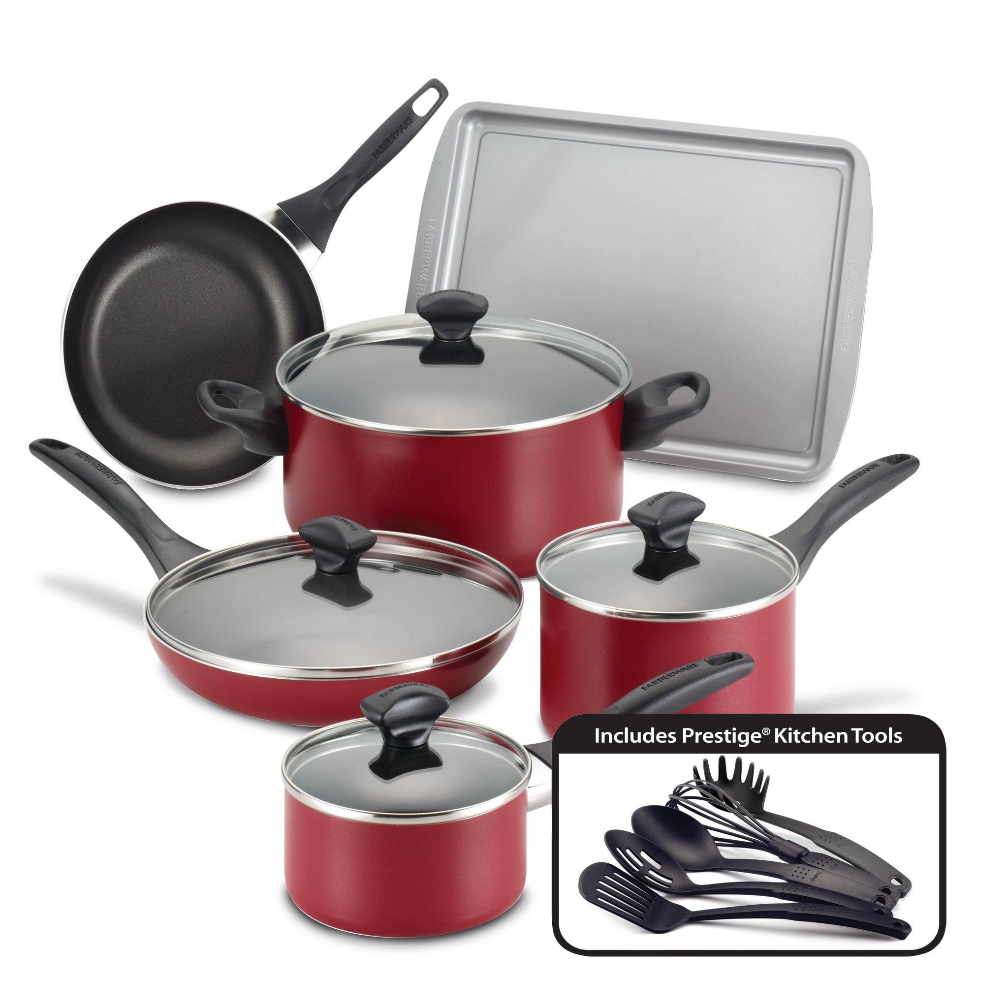 Nonstick 15-Piece Cookware Set - Dishwasher Safe & Oven Safe Pots and Pans for Easy Cooking | Perfect for Family Dinners, Meal Prep & Professional Kitchens