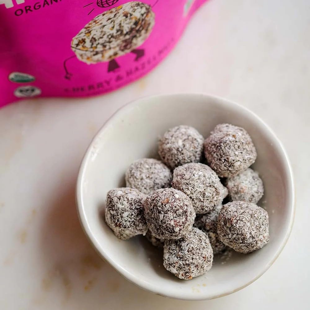 Organic Sunny Fruit Cherry Hazelnut Energy Balls - 6 Pack (9 Balls per Bag) | 100% Raw Vegan Gluten-Free Snacks | No Added Sugar Kosher Certified | Perfect for Hiking, Office Snacks & Healthy On-the-Go Nutrition